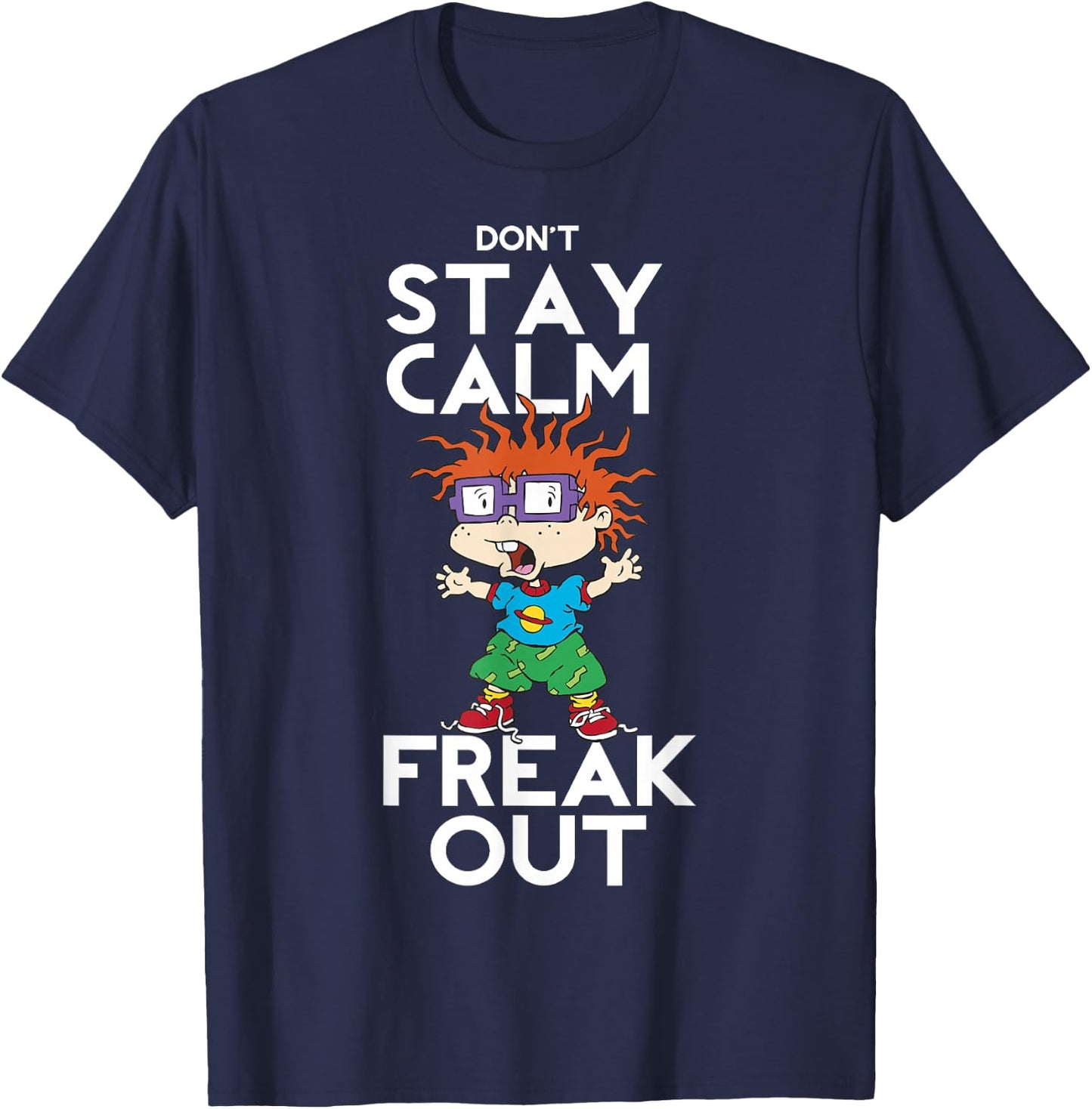 Rugrats Chuckie Don't Stay Calm Freak Out Graphic T-Shirt - T-Shirt | Navy