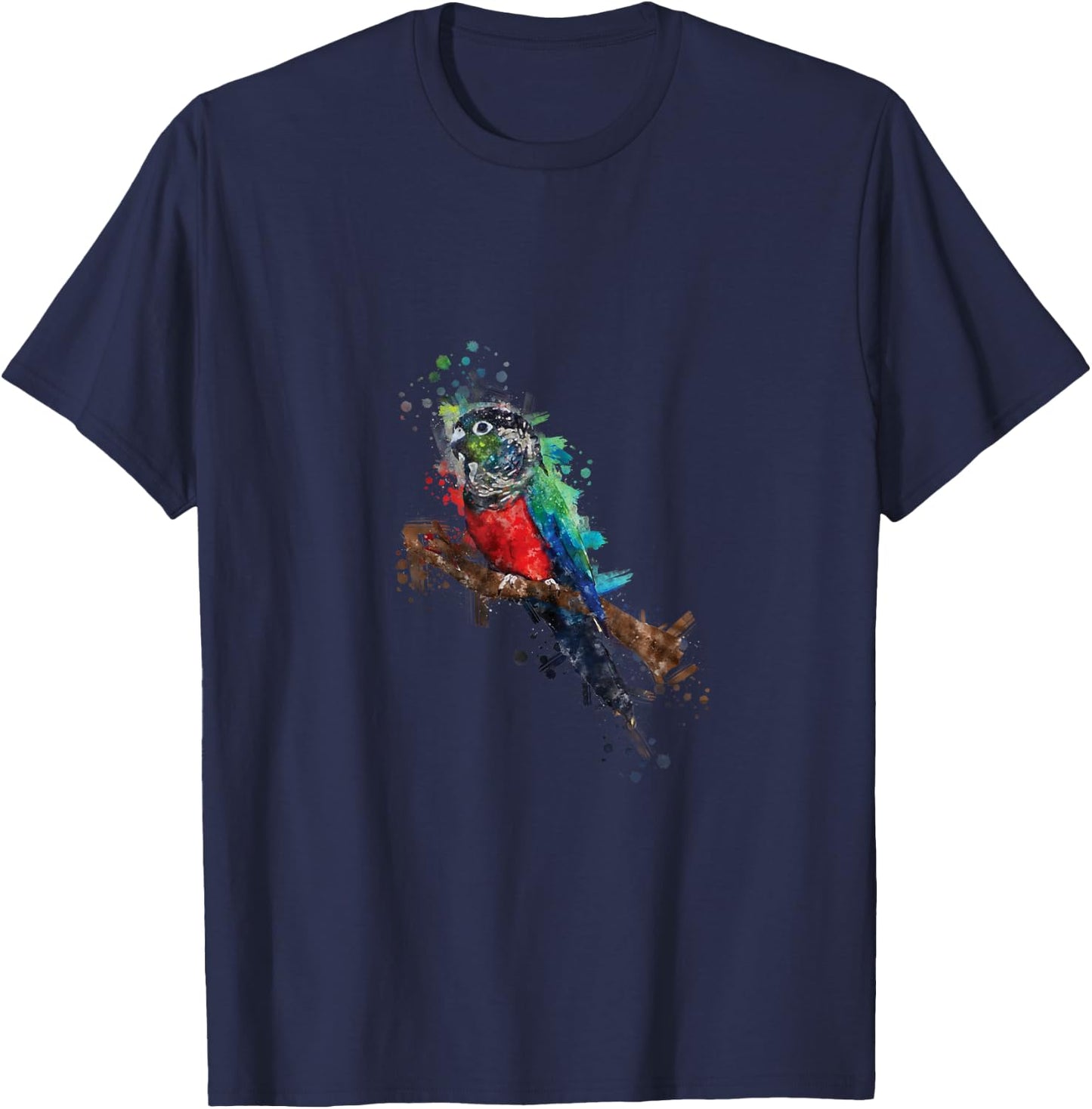 Watercolor Crimson Bellied Conure T-Shirt - T-Shirt | Navy