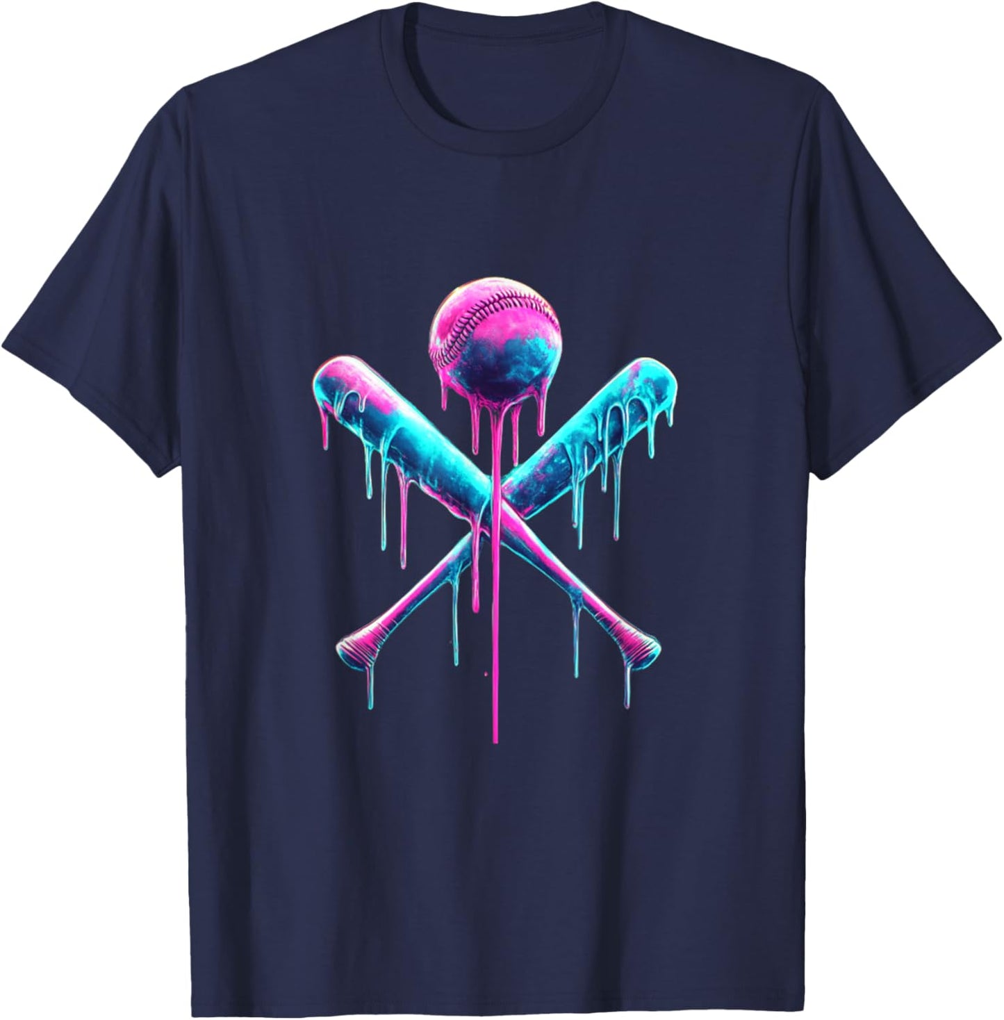 Baseball Bat with Sprinkles Drip T-Shirt - T-Shirt | Navy