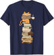 Kawaii Cat Librarian Print Cat Lover Gifts Graphic T-Shirt - T-Shirt | Navy