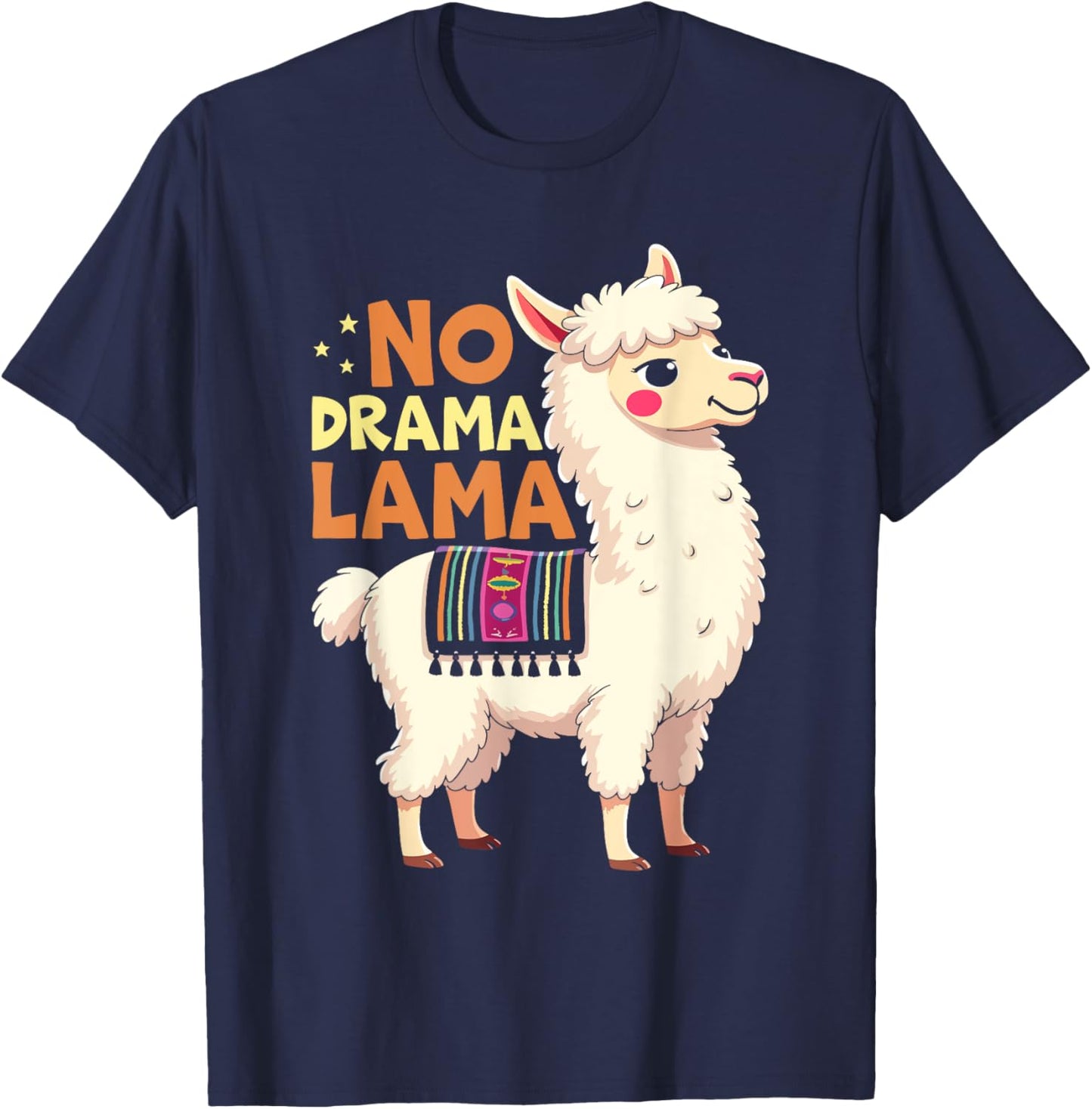 Lama NO DRAMA LAMA Retro Funny Alpaca T-Shirt - T-Shirt | Navy