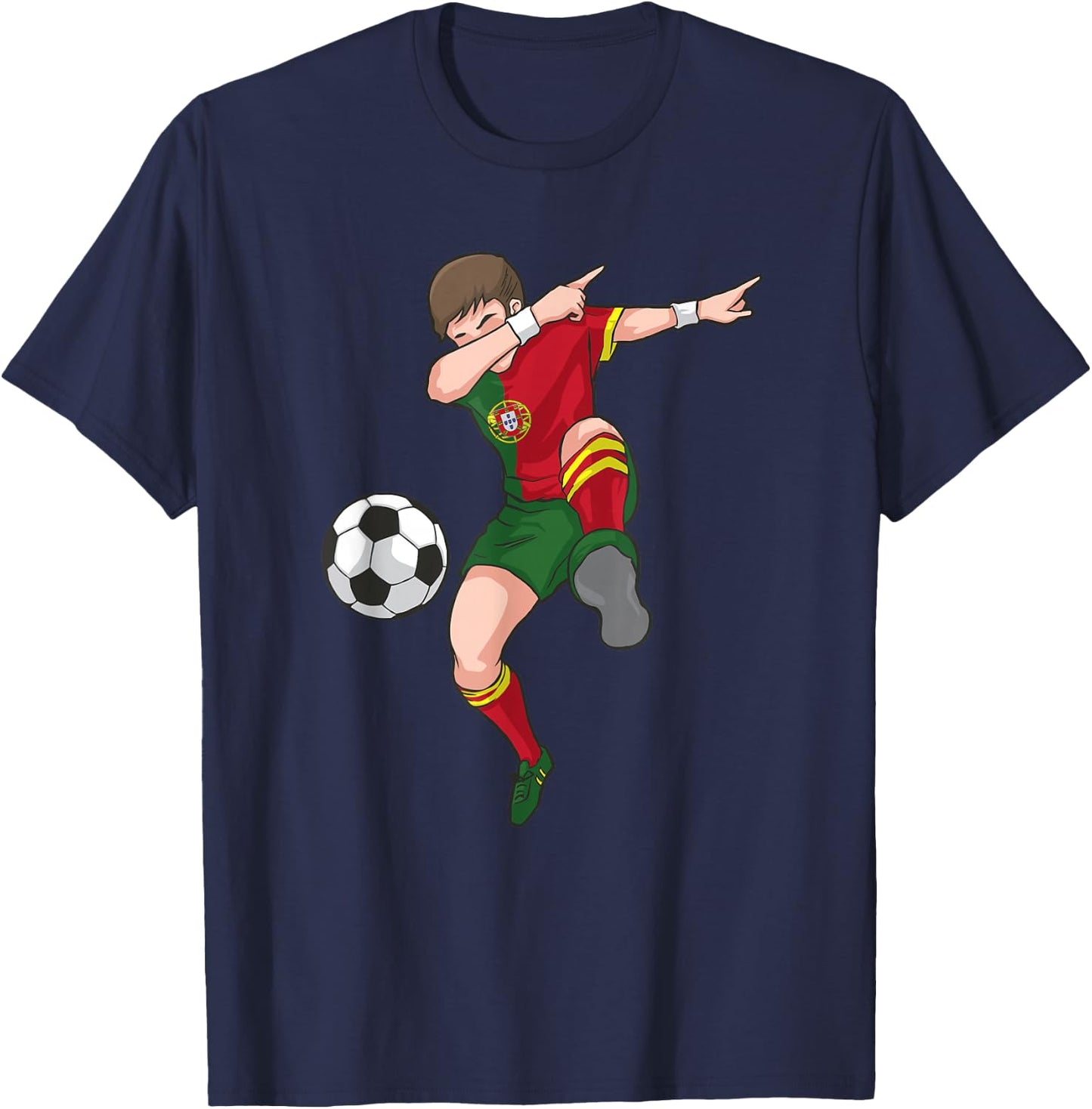 Dabbing Soccer Boy Portugal Football Shirt Portuguese Gift T-Shirt - T-Shirt | Navy