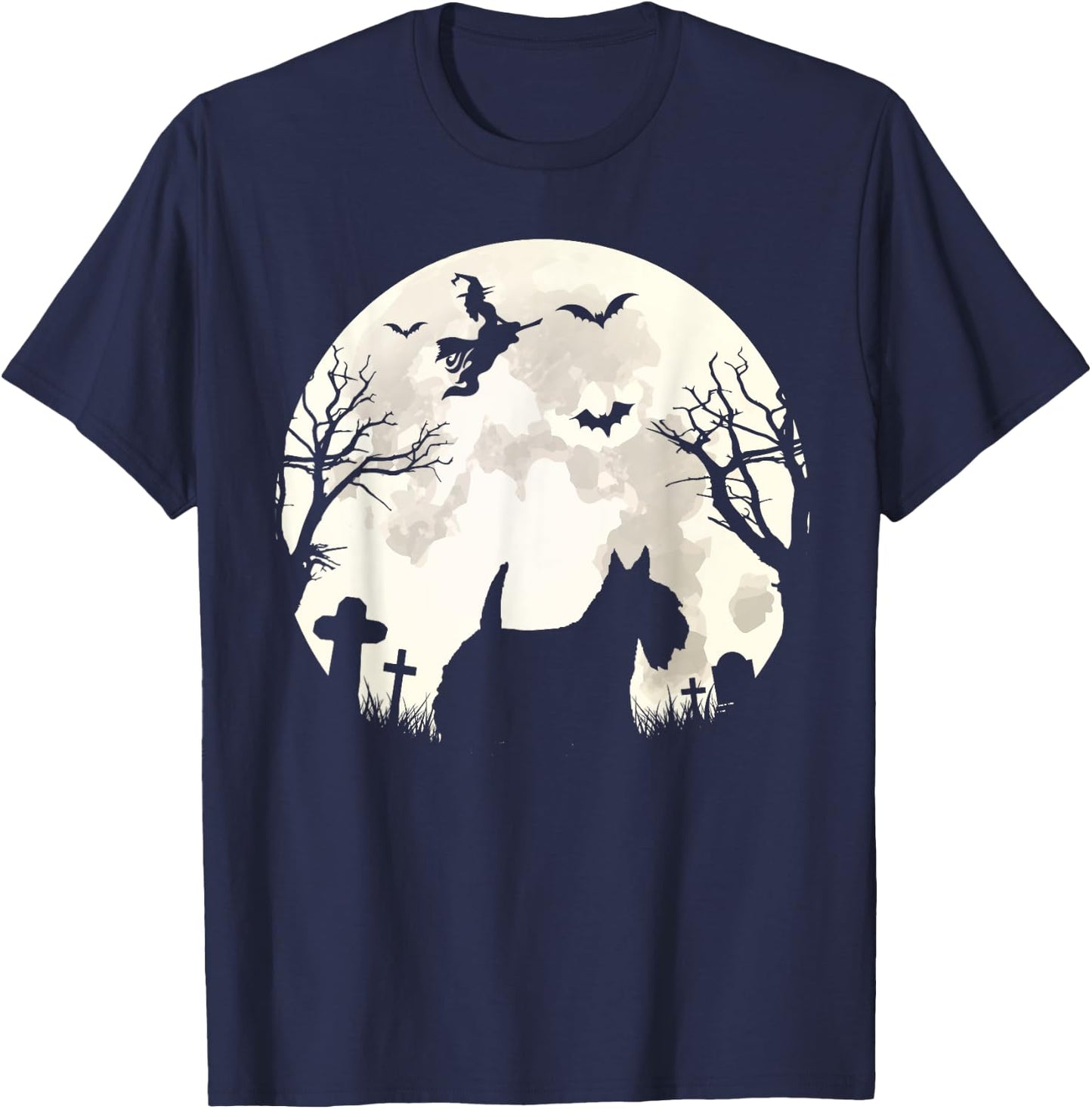 Halloween Moon Scottish Terrier Costume Dog Lover Owner Gift Women Kids T-Shirt - T-Shirt | Navy