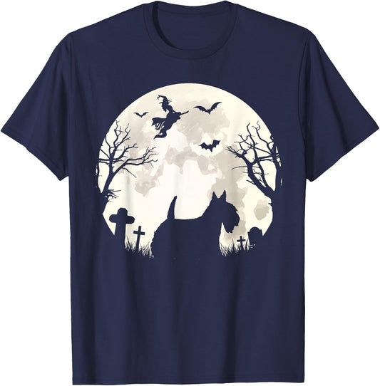 Halloween Moon Scottish Terrier Costume Dog Lover Owner Gift Women Kids T-Shirt - T-Shirt | Navy