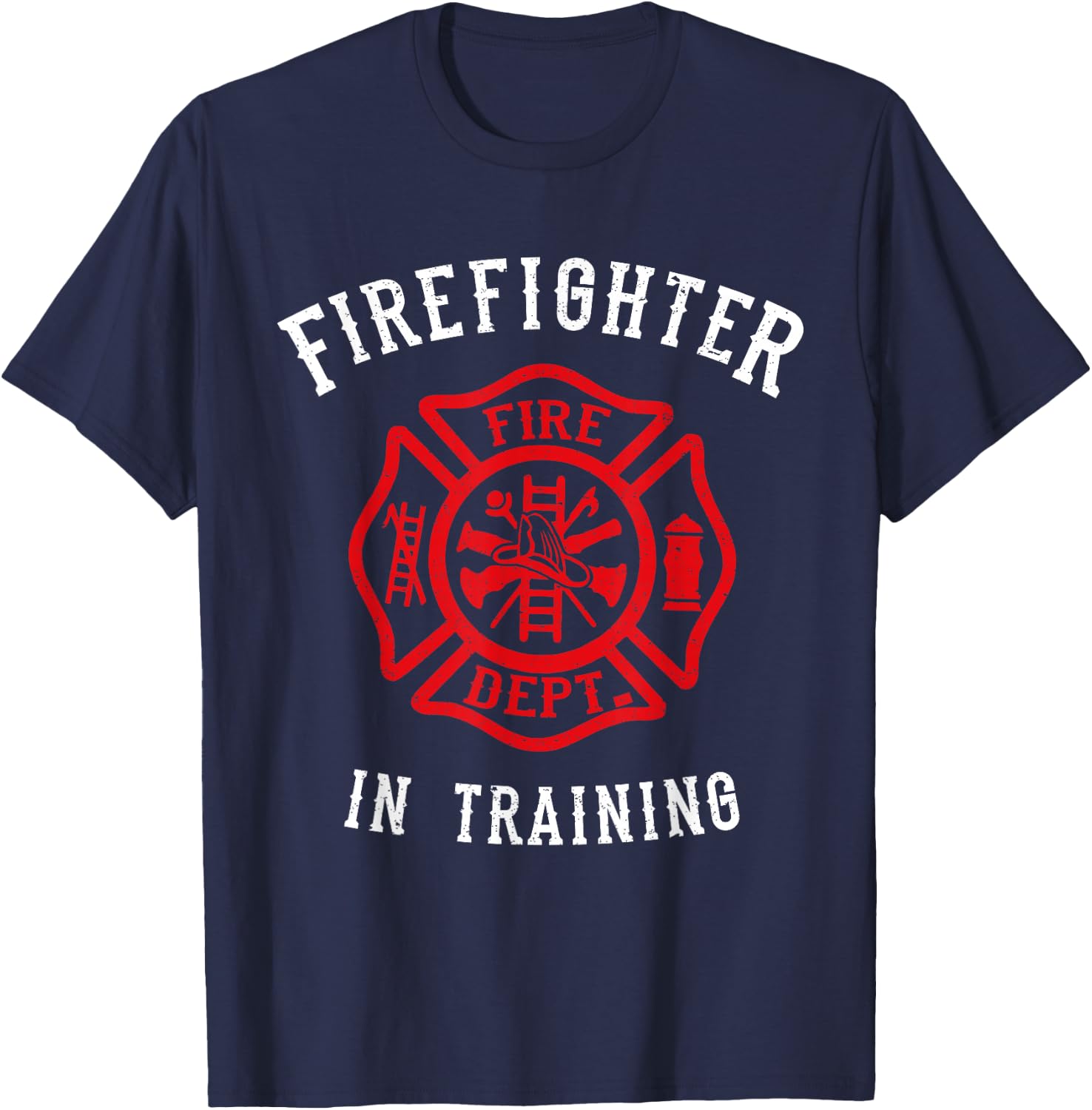 Firefighter Training Gift Kids Cute Toddler Fire Fighter T-Shirt - T-Shirt | Navy