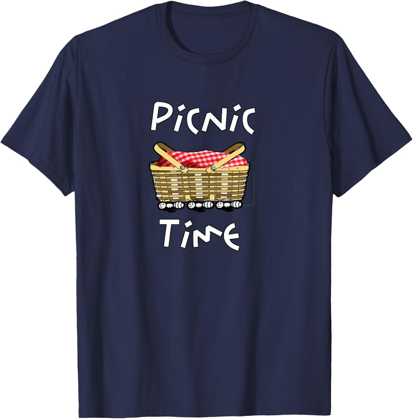 Picnic Time Ants Carry off the Basket Funny Design T-Shirt - T-Shirt | Navy