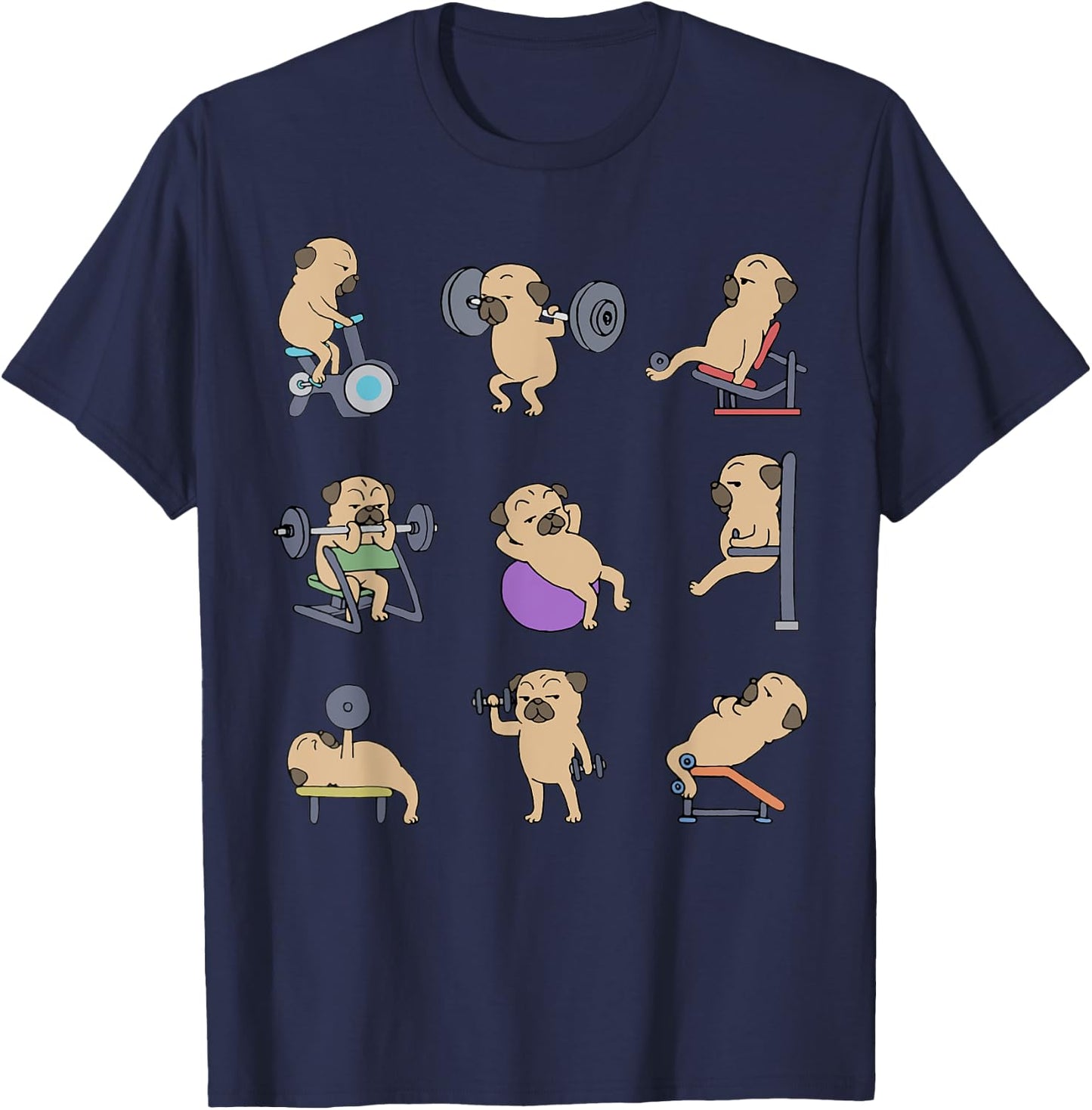 Pug Workout for a Dog Lover T-Shirt - T-Shirt | Navy