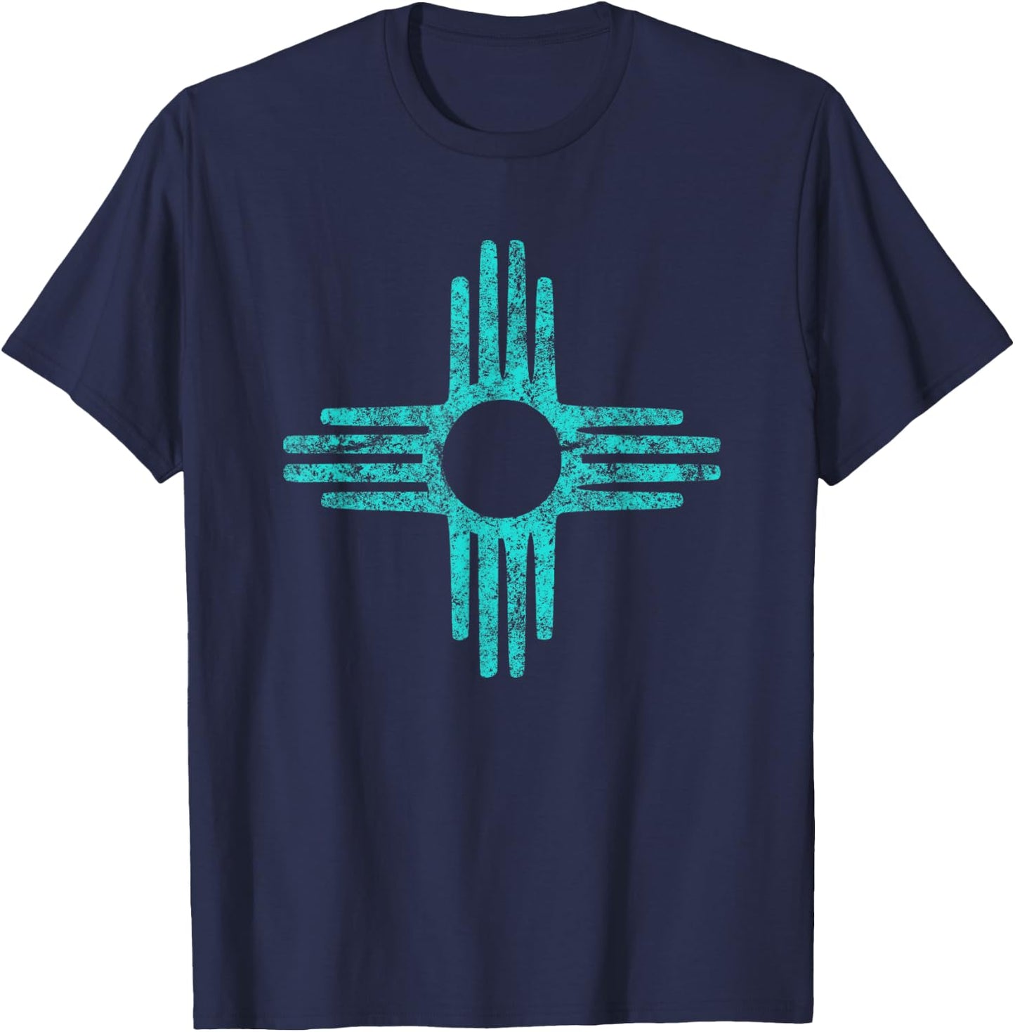 Zia Shirt Women New Mexico Gift Turquoise Zia Symbol T-Shirt - T-Shirt | Navy