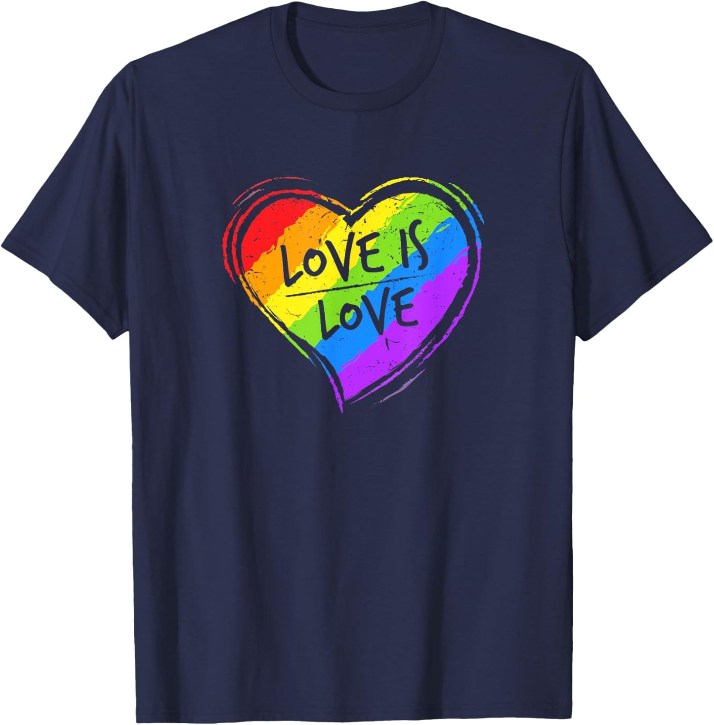 Love Rainbow Heart Funny Quote T-Shirt - T-Shirt | Navy