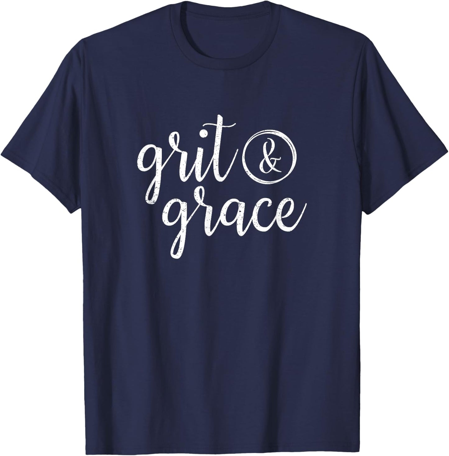 Grit & Grace Distressed Vintage Text T Shirt T-Shirt - T-Shirt | Navy