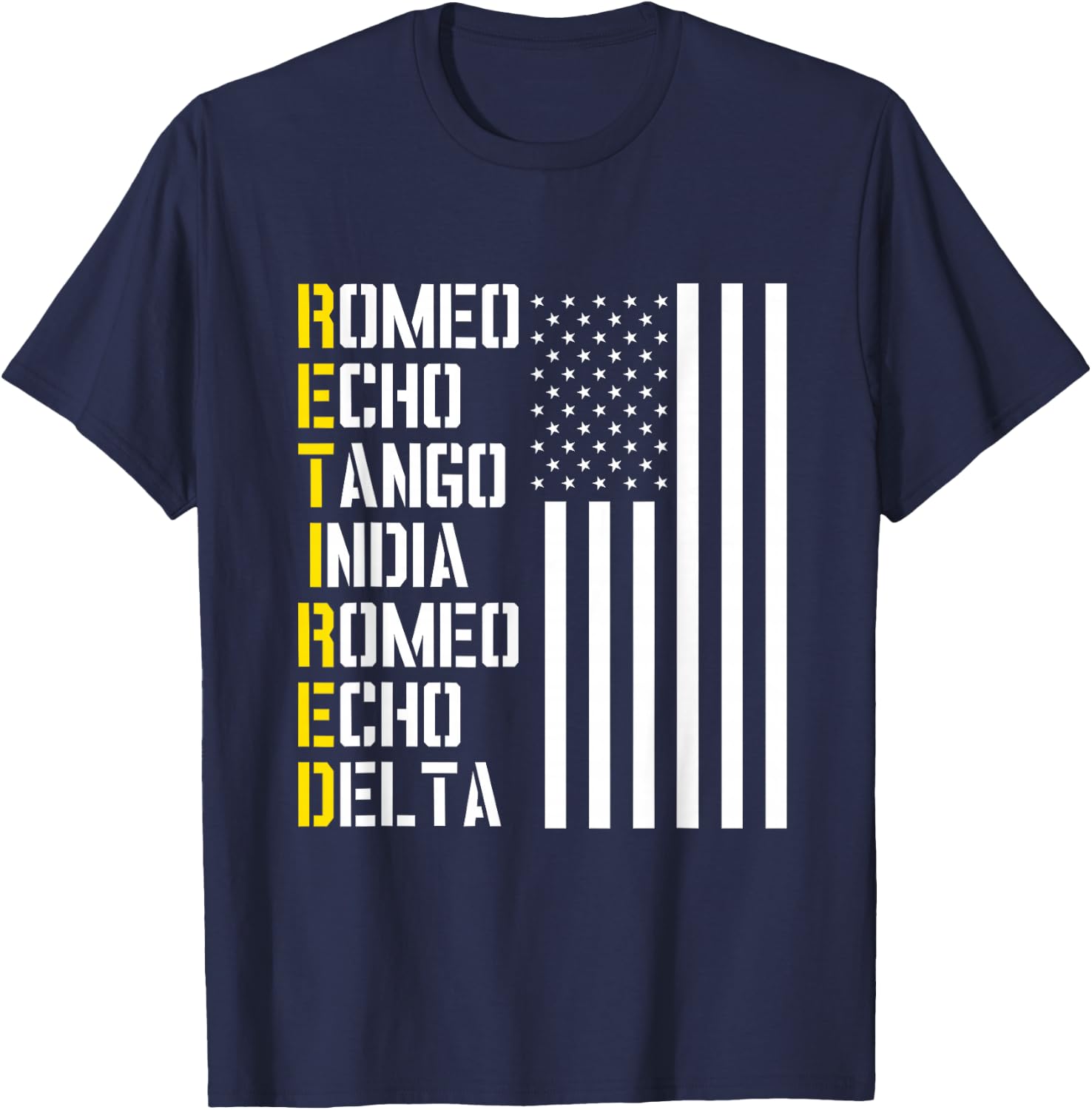 Military, Police, Pilot Retirement Design Phonetic Alphabet T-Shirt - T-Shirt | Navy