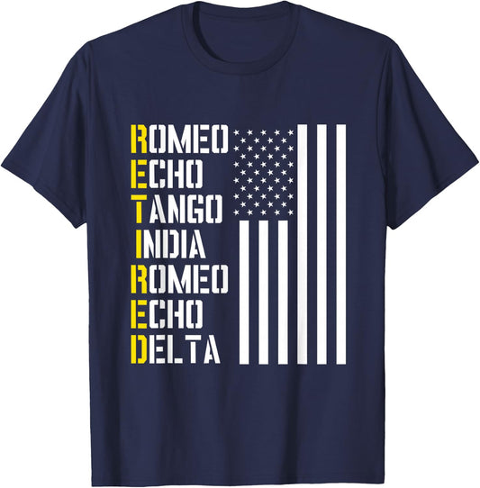 Military, Police, Pilot Retirement Design Phonetic Alphabet T-Shirt - T-Shirt | Navy