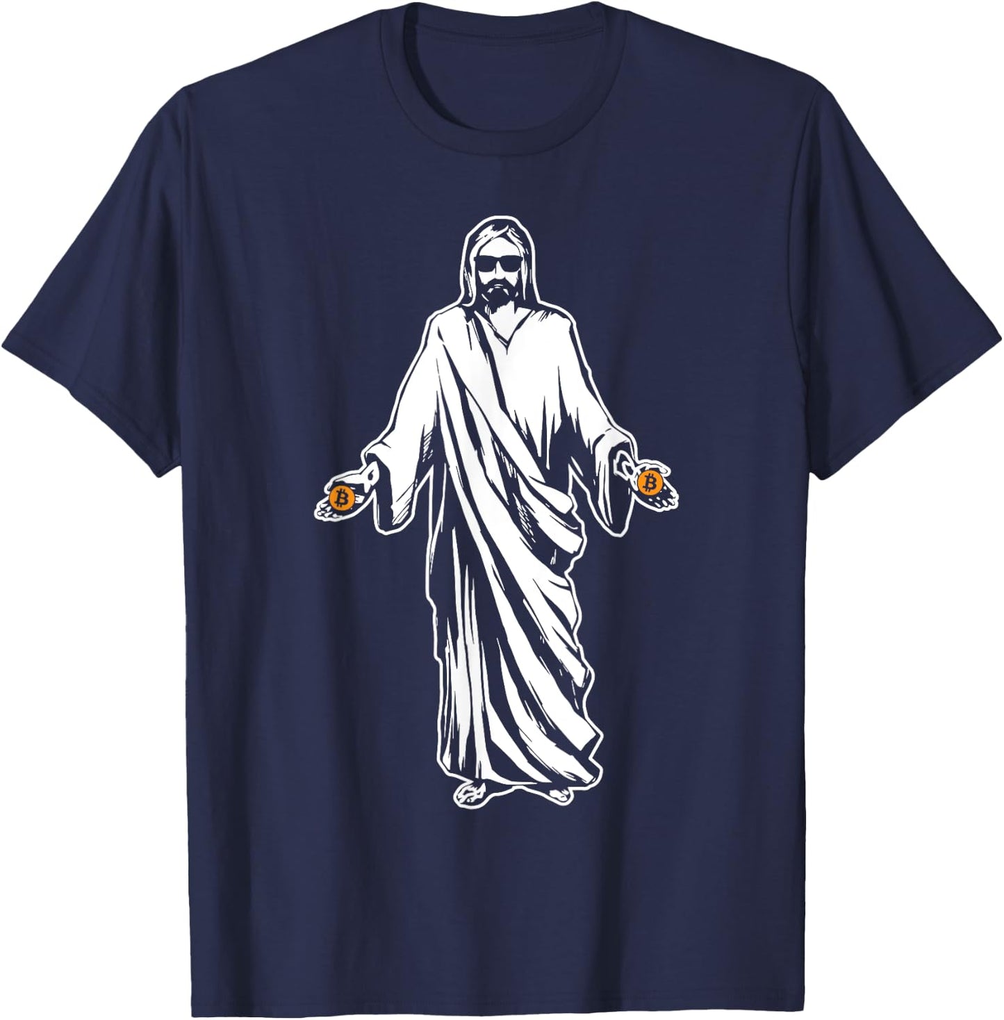 Jesus Bitcoin Funny Cryptocurrency Digital Currency T-Shirt - T-Shirt | Navy