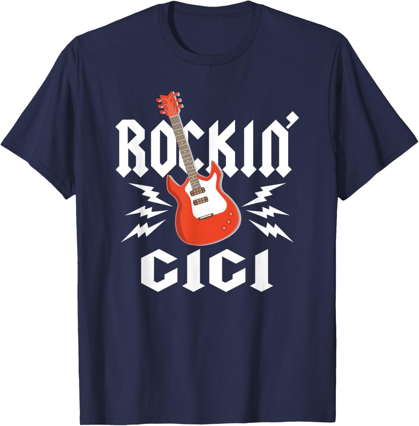 Gigi Rockin One Birthday Family Matching Rock Guitar T-Shirt - T-Shirt | Navy