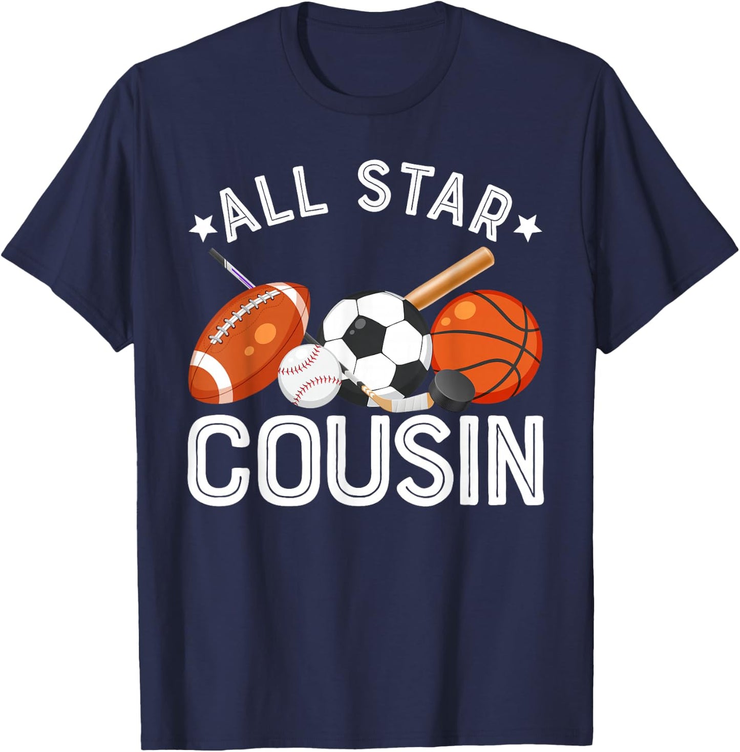 All Star Cousin Of The Birthday Boy Basketball Soccer Sport T-Shirt - T-Shirt | Navy