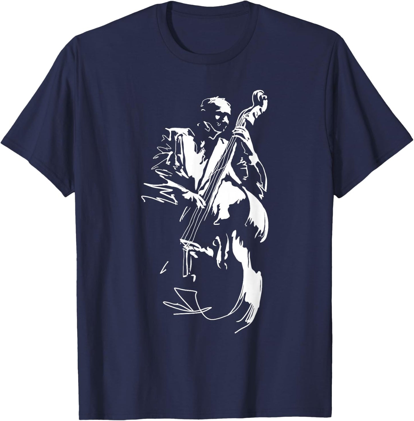 Cool Graphic Jazz Lovers Upright Bass Player T-Shirt - T-Shirt | Navy