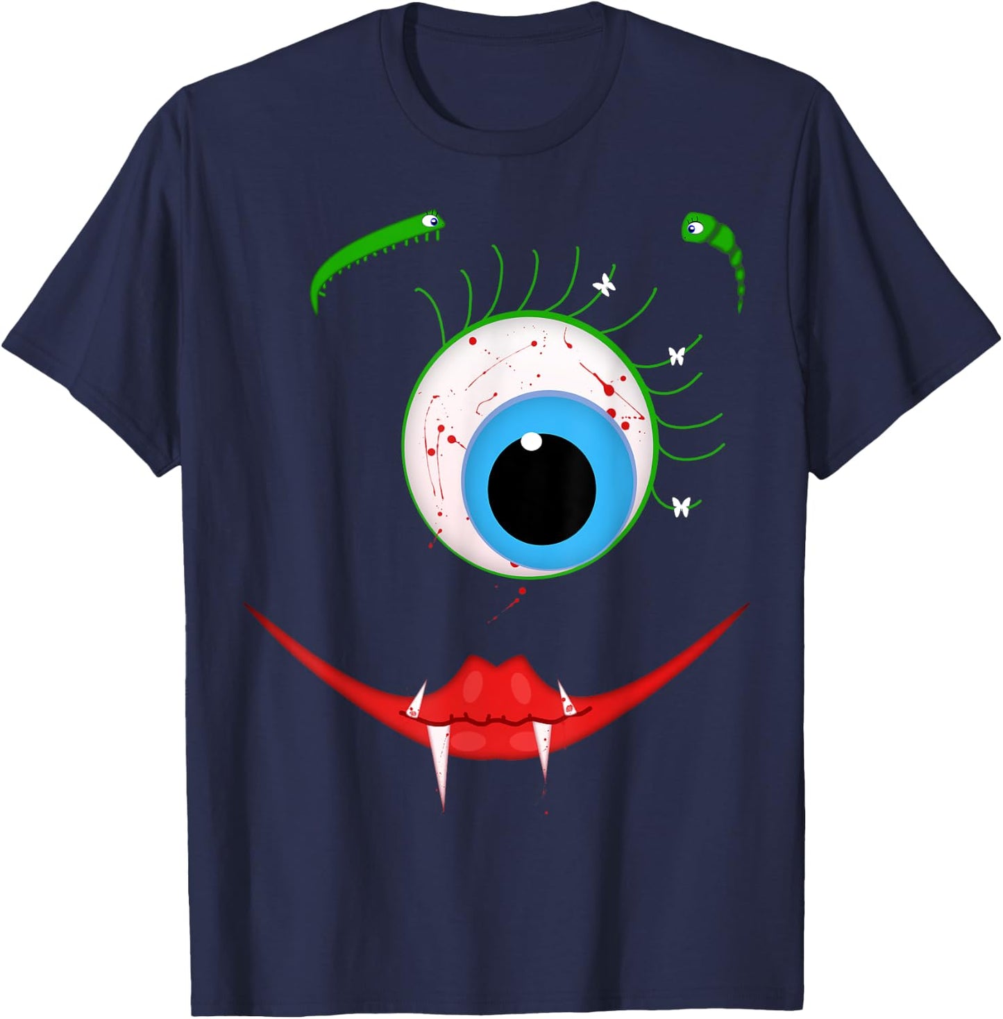 Cute Scary One-Eyed Bloodsucking Monster Halloween Costume T-Shirt - T-Shirt | Navy
