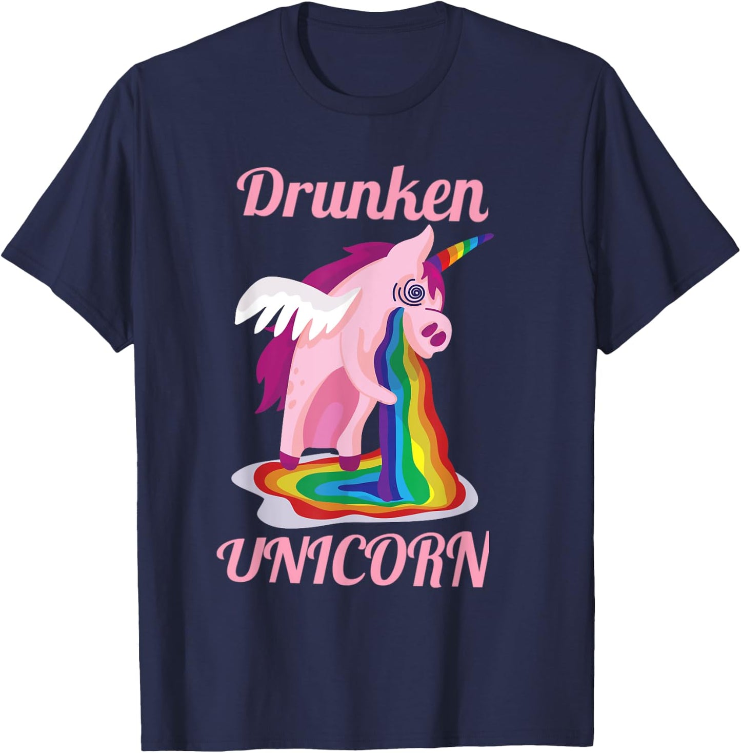 Drunken Unicorn Adult Gift T-Shirt - T-Shirt | Navy