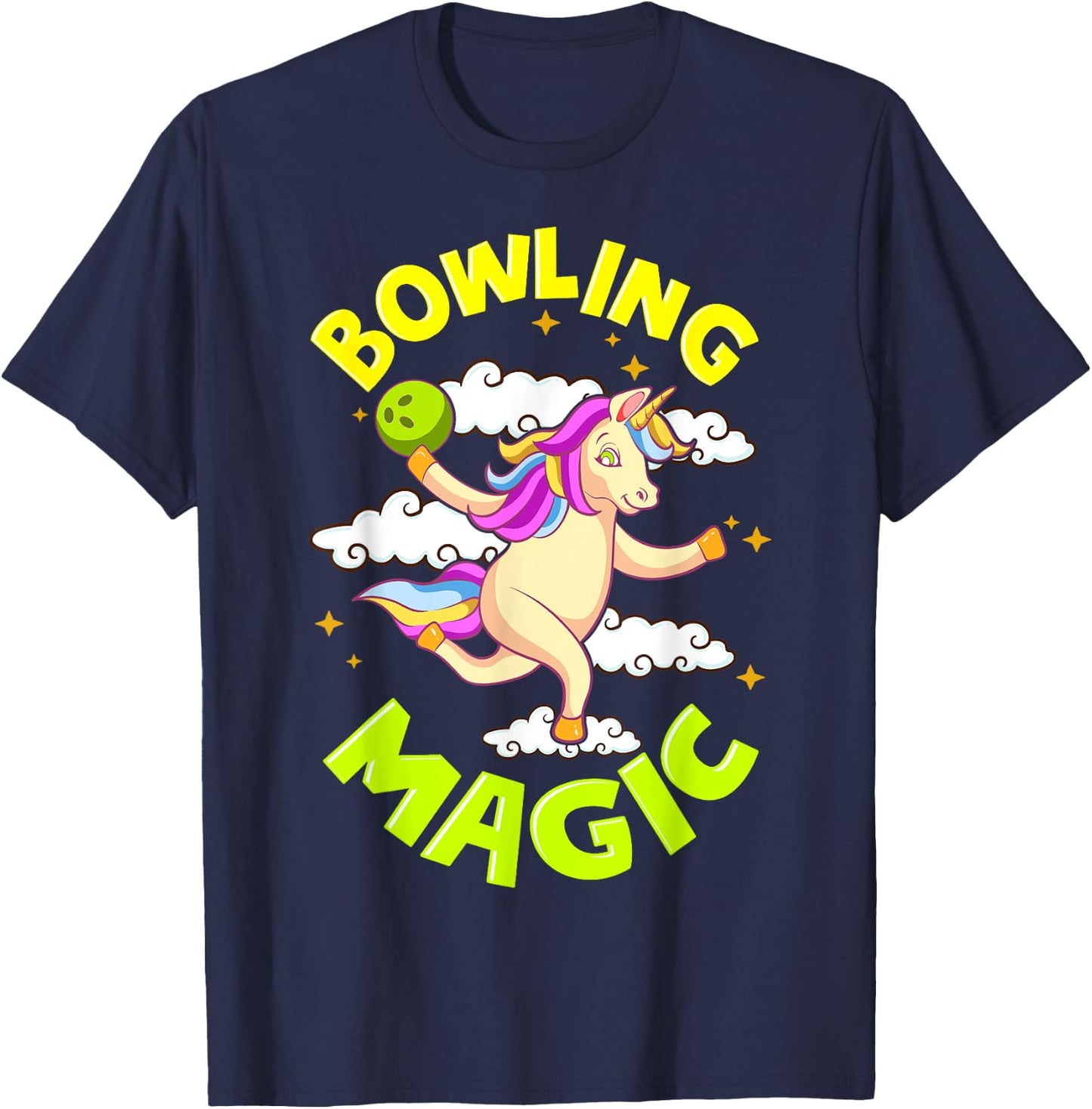 Funny Bowling Unicorn Design Gift Bowling Magic Outfit T-Shirt - T-Shirt | Navy