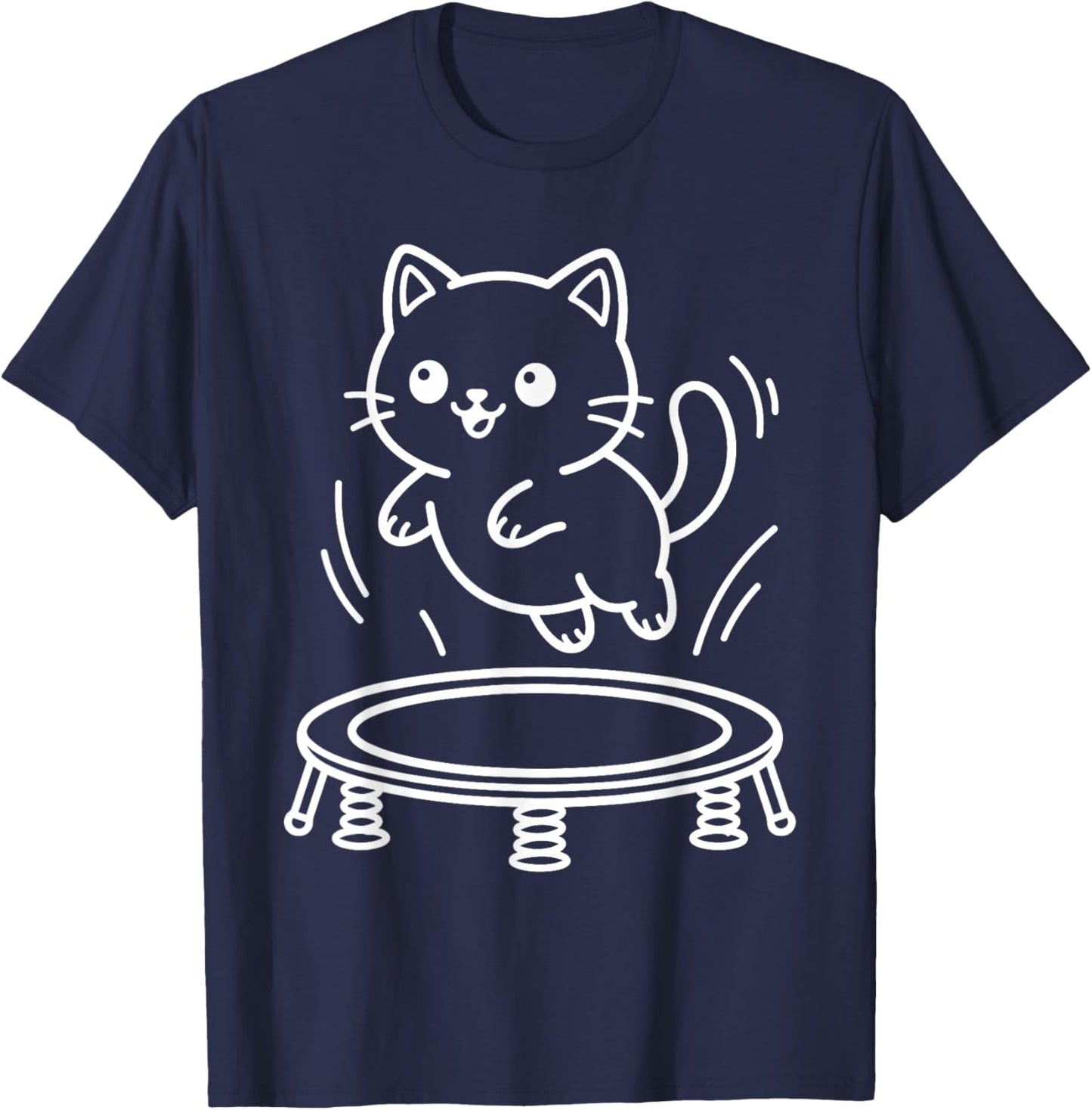 Kawaii Cat Trampoline Synchronised Trampolining T-Shirt - T-Shirt | Navy