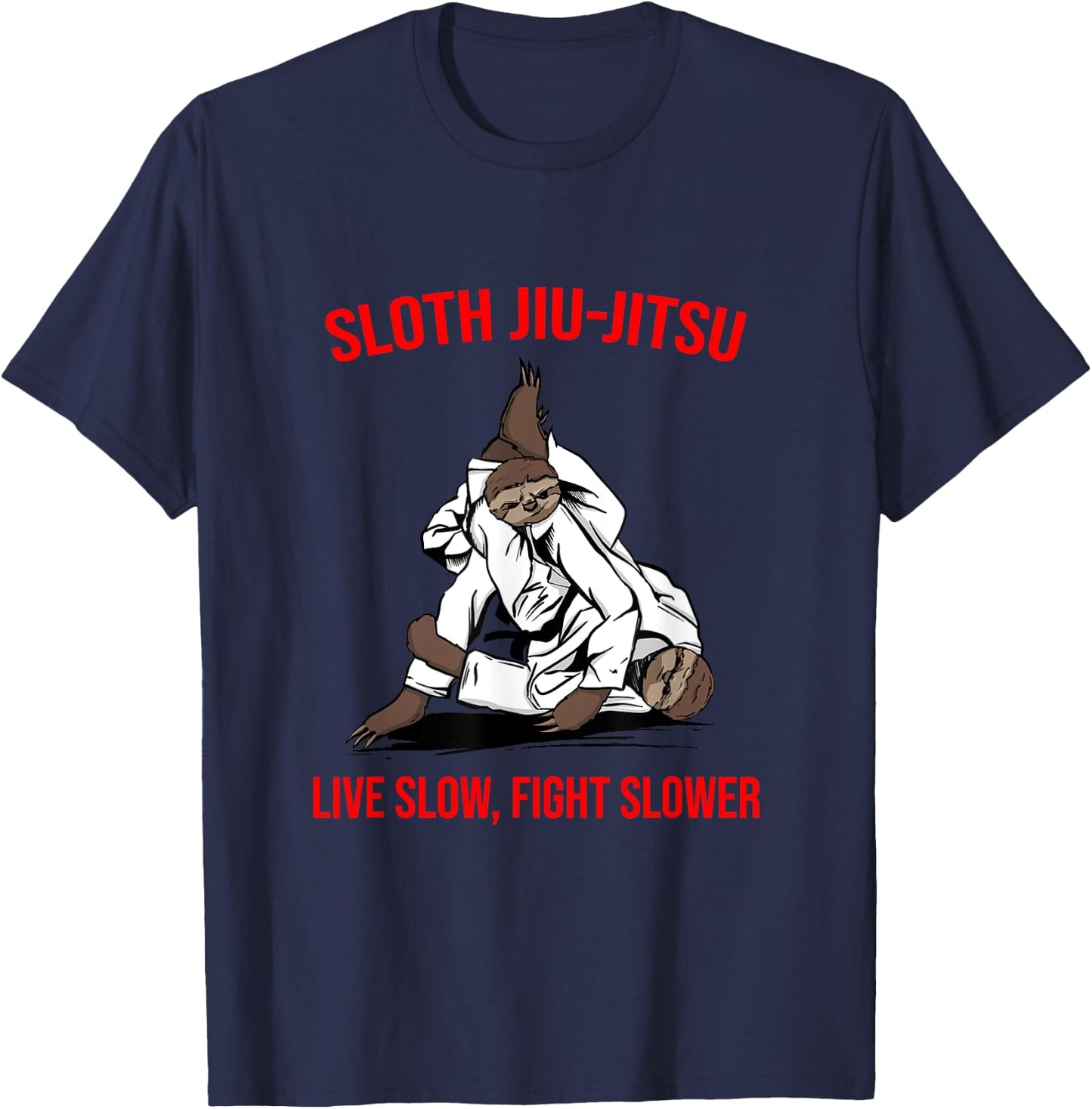Jiu Jitsu Fighting Sloth Brazilian BJJ Training T-Shirt - T-Shirt | Navy