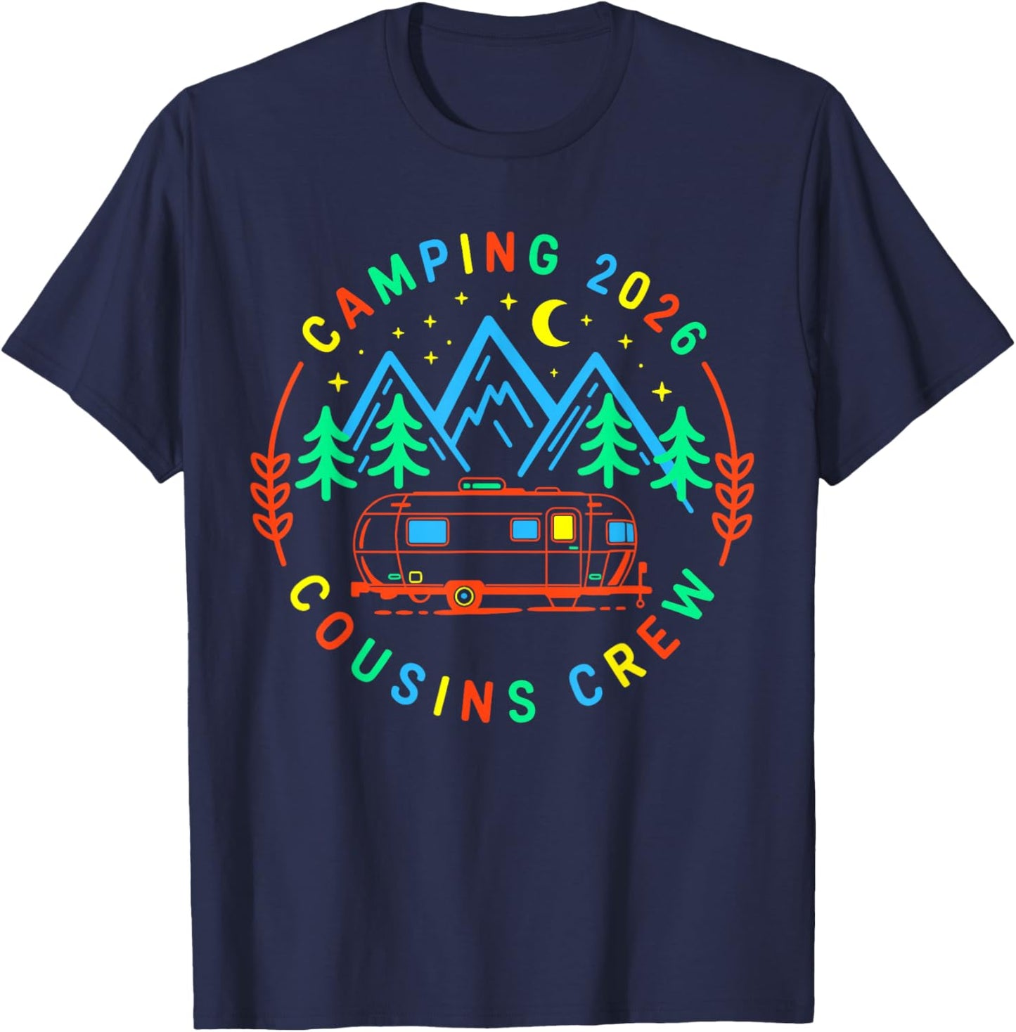 Vintage Cousin Crew 2026 Camping Summer Vacation Trip Crew T-Shirt - T-Shirt | Navy