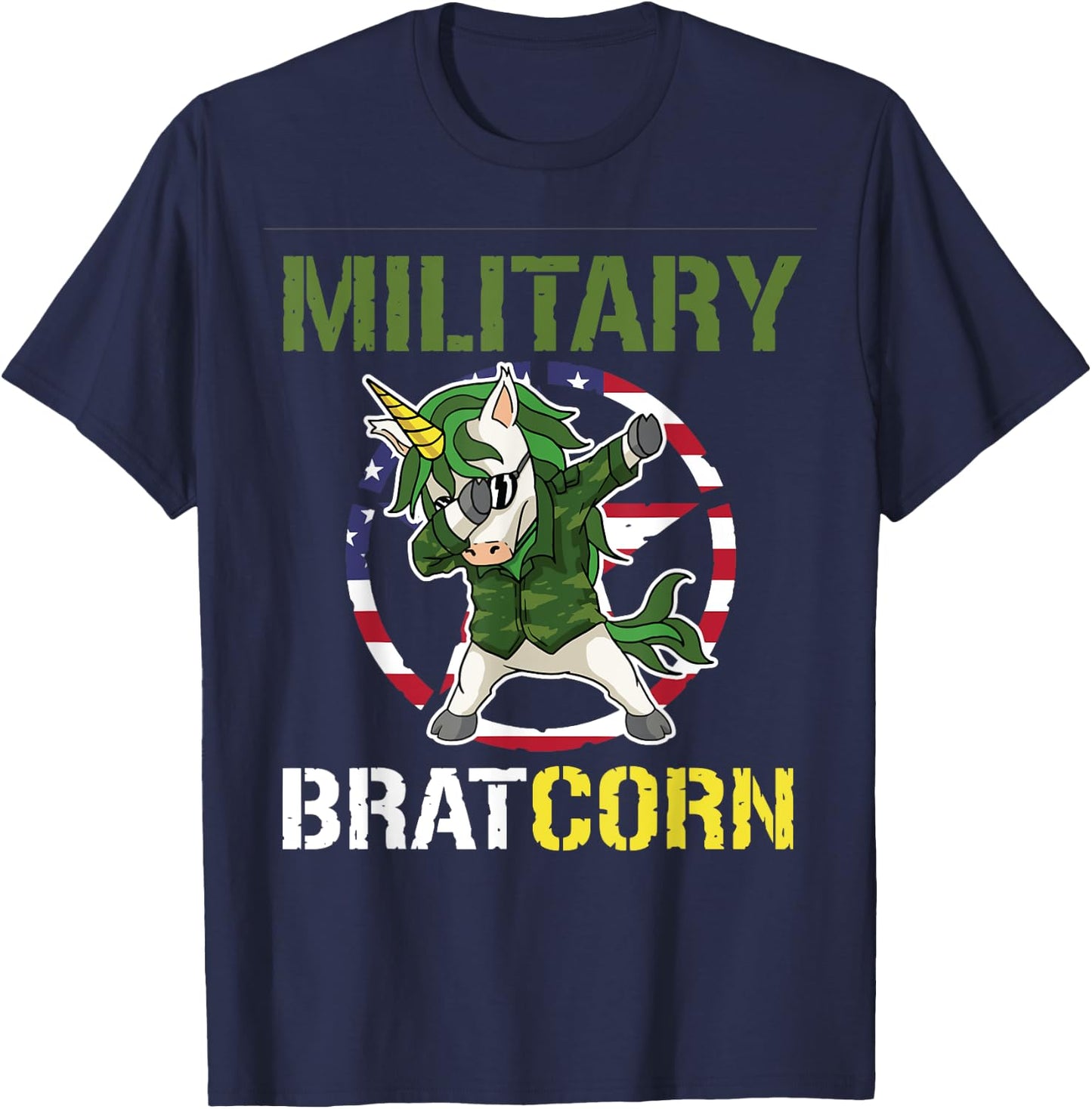 Purple Up Dabbing Bratcorn Unicorn Military Child Month Girl T-Shirt - T-Shirt | Navy