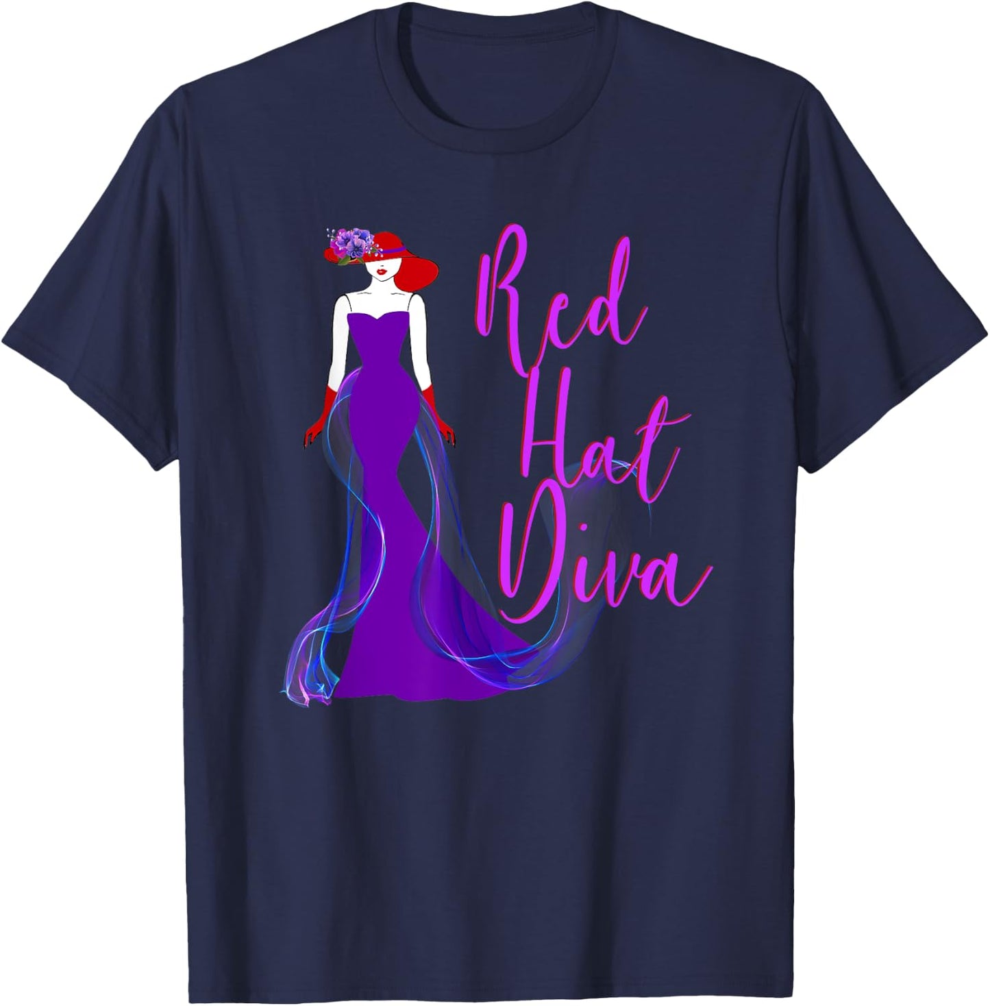 Red Hat Diva Vintage Style T Shirt T-Shirt - T-Shirt | Navy