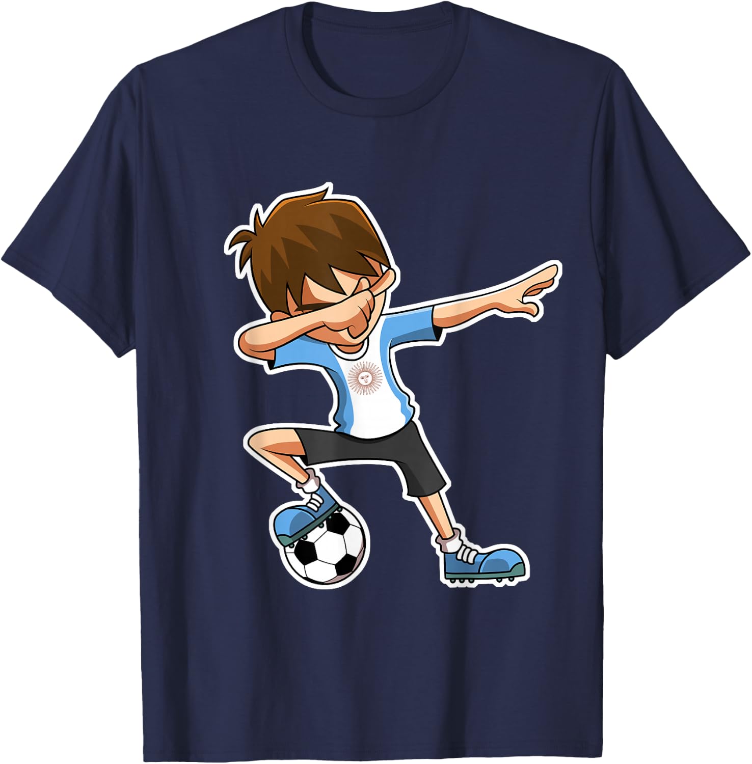 Dabbing Soccer Argentina Jersey Shirt, Dab Kids Boys T-Shirt - T-Shirt | Navy
