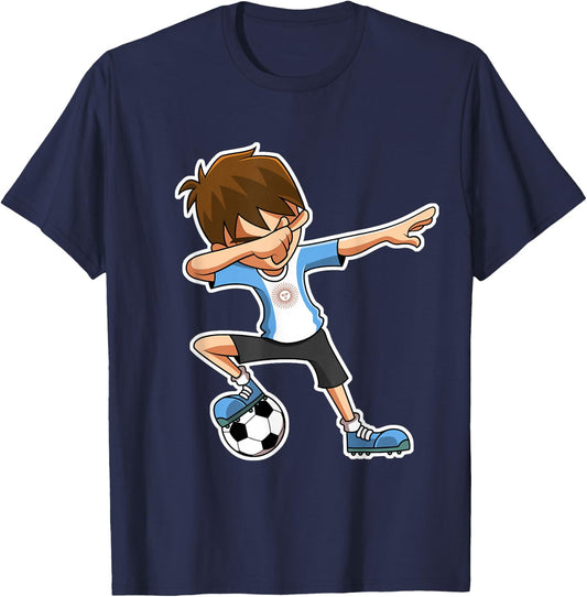 Dabbing Soccer Argentina Jersey Shirt, Dab Kids Boys T-Shirt - T-Shirt | Navy