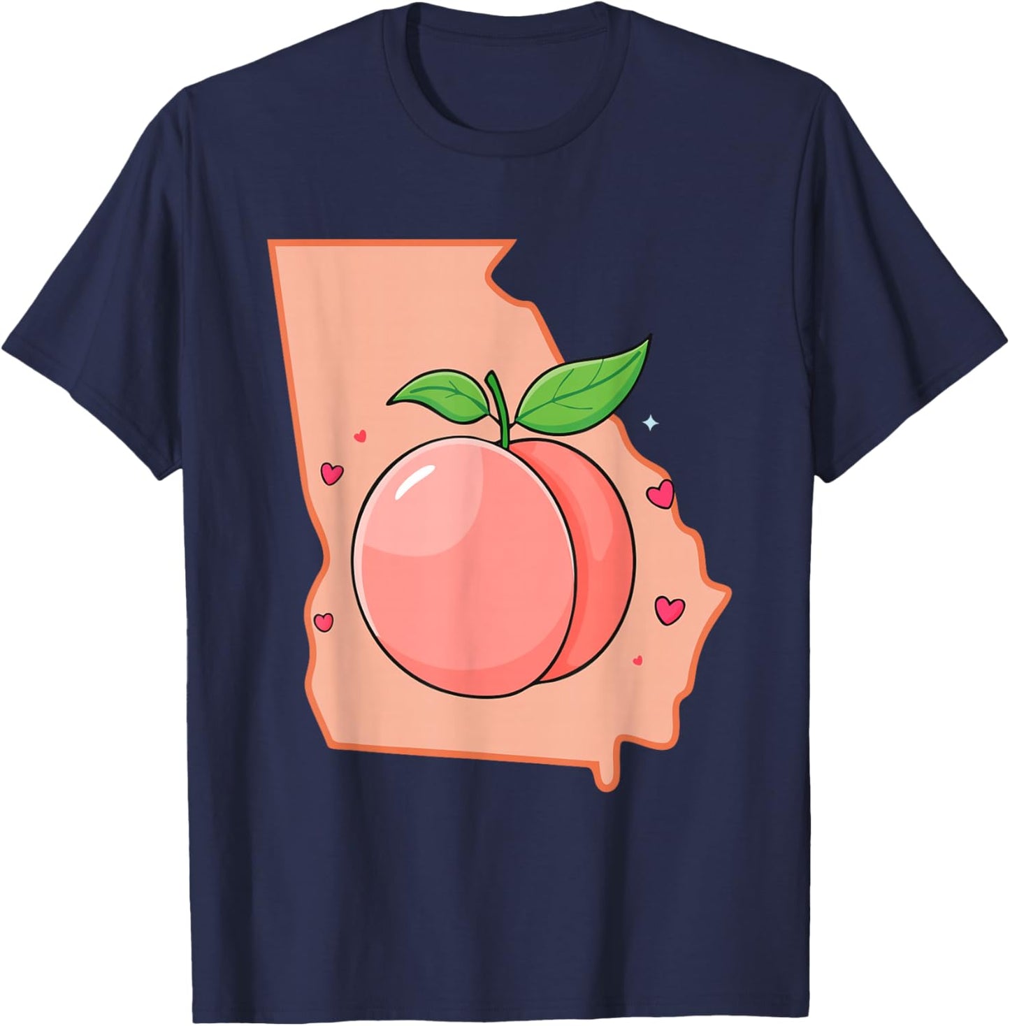 Georgia Map Georgia Peach State Fruit T-Shirt - T-Shirt | Navy