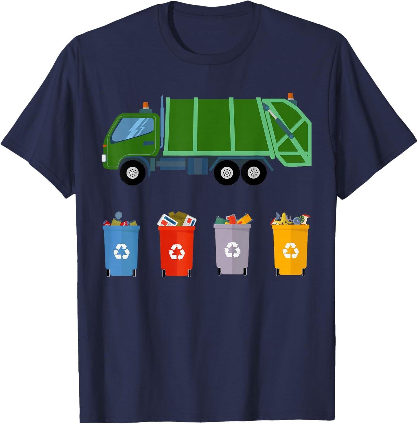 Recycling Trash Truck Shirt Kids Garbage Truck T Shirt T-Shirt - T-Shirt | Navy