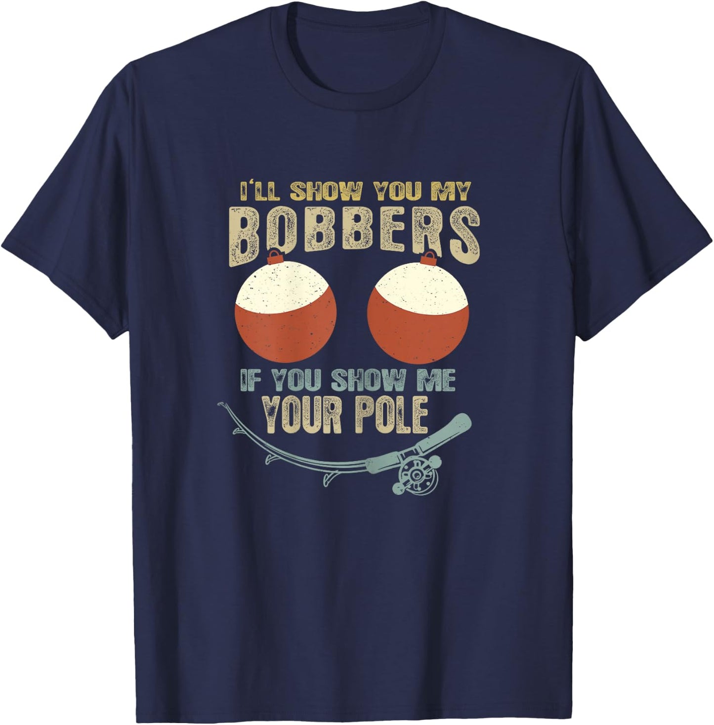 Vintage Funny Naughty Fishing Shirt for Ladies T-Shirt - T-Shirt | Navy