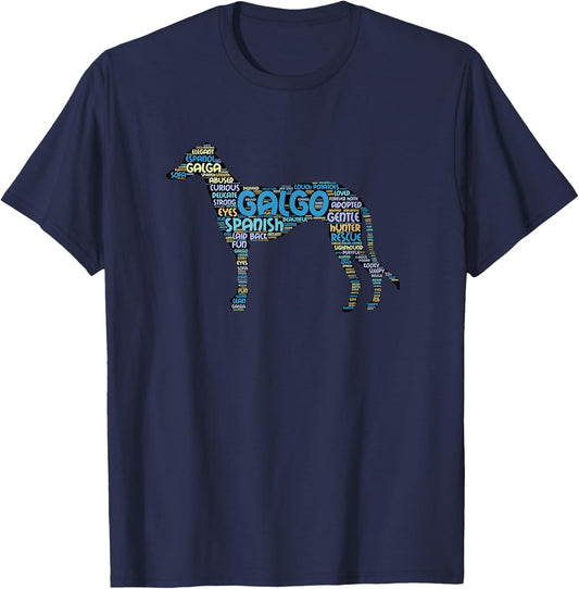 Galgo T Shirt with Colorful Cool Galgo Word Art T-Shirt - T-Shirt | Navy