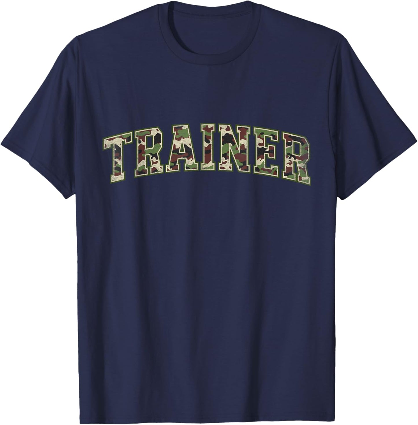 Camo Trainer Camourflage Varsity Text Fathers Day T-Shirt - T-Shirt | Navy
