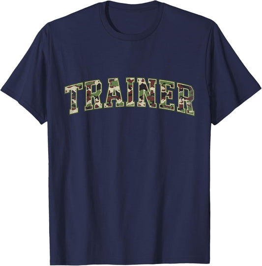 Camo Trainer Camourflage Varsity Text Fathers Day T-Shirt - T-Shirt | Navy