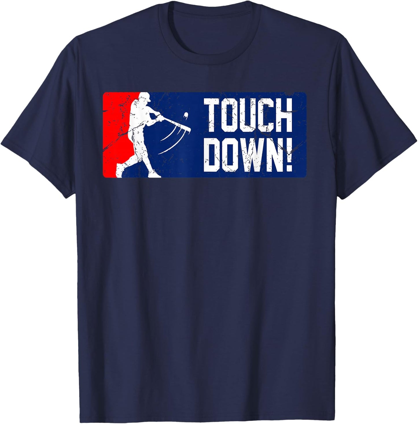 Touchdown Baseball Inspired Double Play Practice Game T-Shirt - T-Shirt | Navy