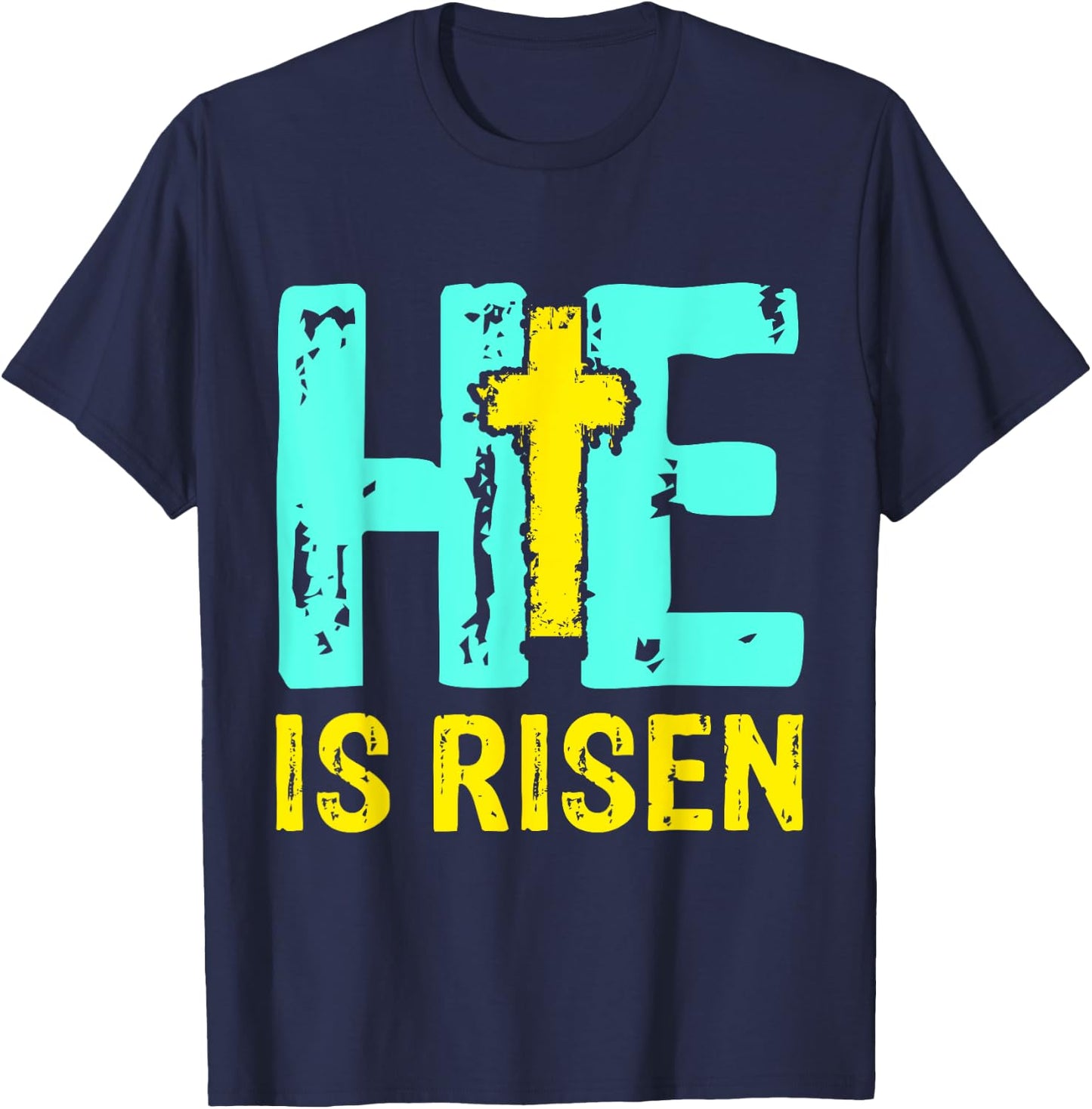 He is Risen Jesus Christian Happy Easter Women Kids Girls T-Shirt - T-Shirt | Navy