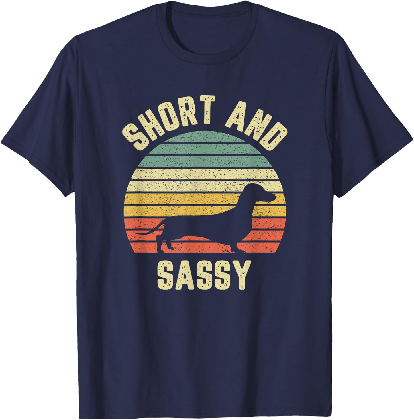 Vintage Dachshund Funny Weiner Dog Short Sassy Women Girls Kids T-Shirt - T-Shirt | Navy