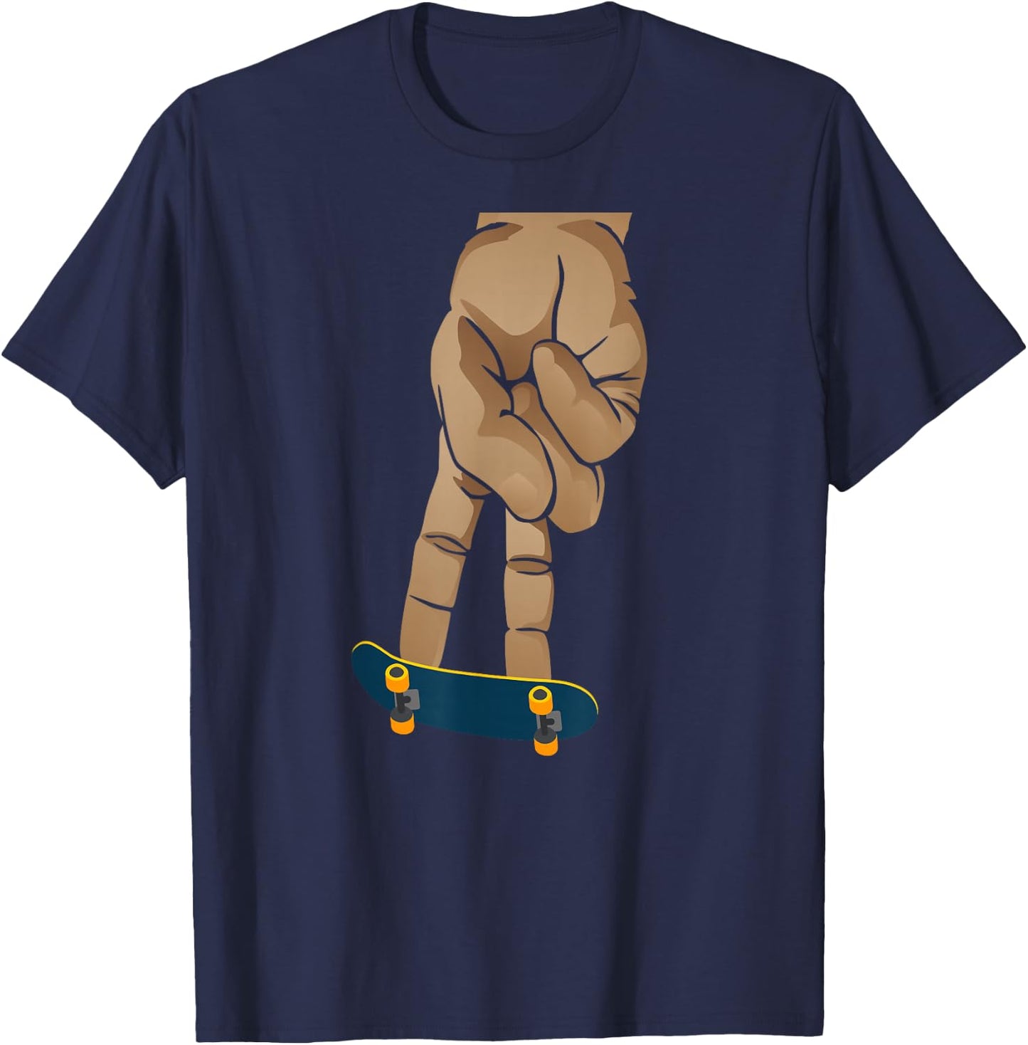 Skateboard Fingerboard Cartoon Finger Skate T-Shirt - T-Shirt | Navy