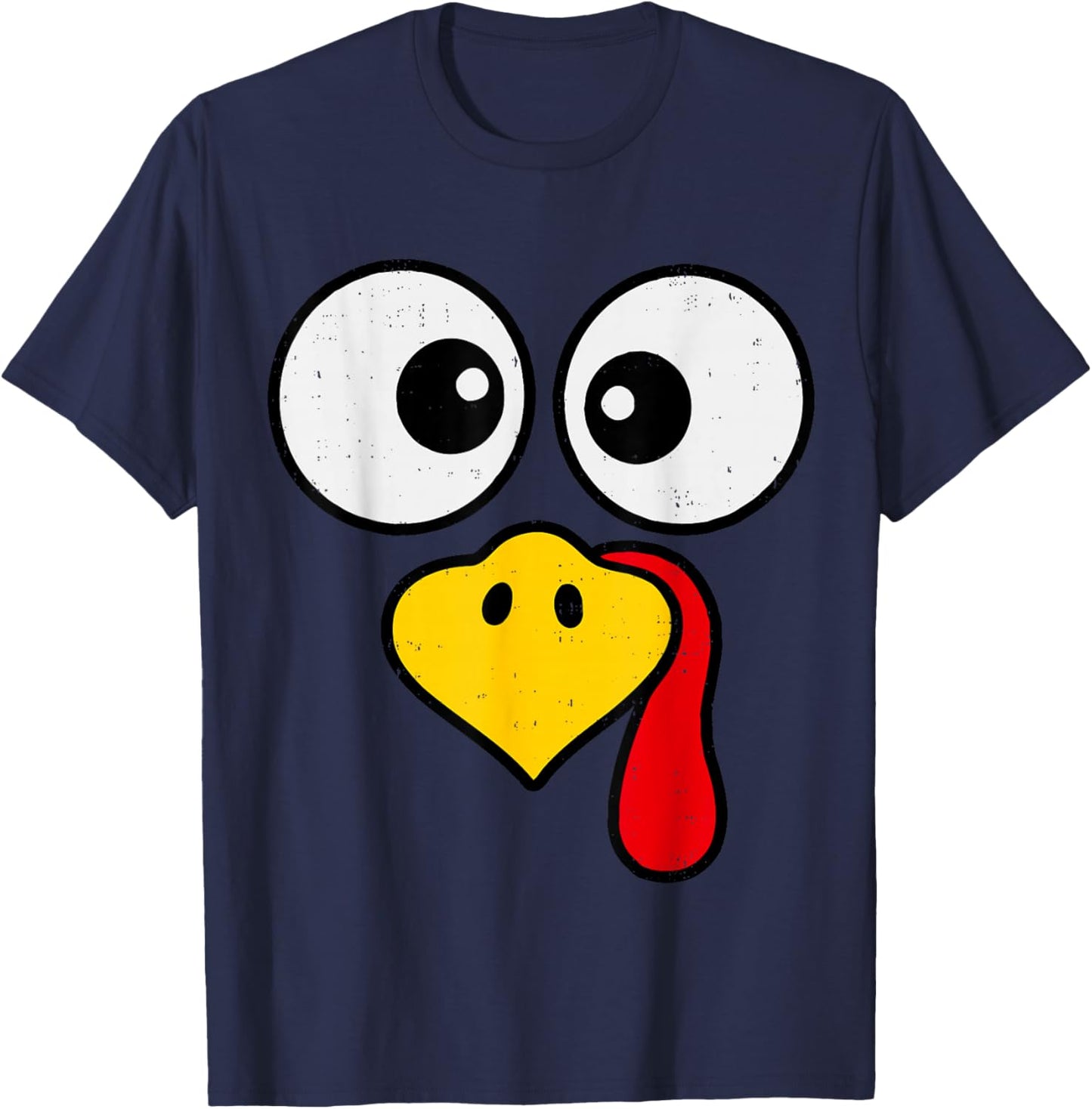 Funny Turkey Face Fall Thanksgiving Party Family Costume T-Shirt - T-Shirt | Navy