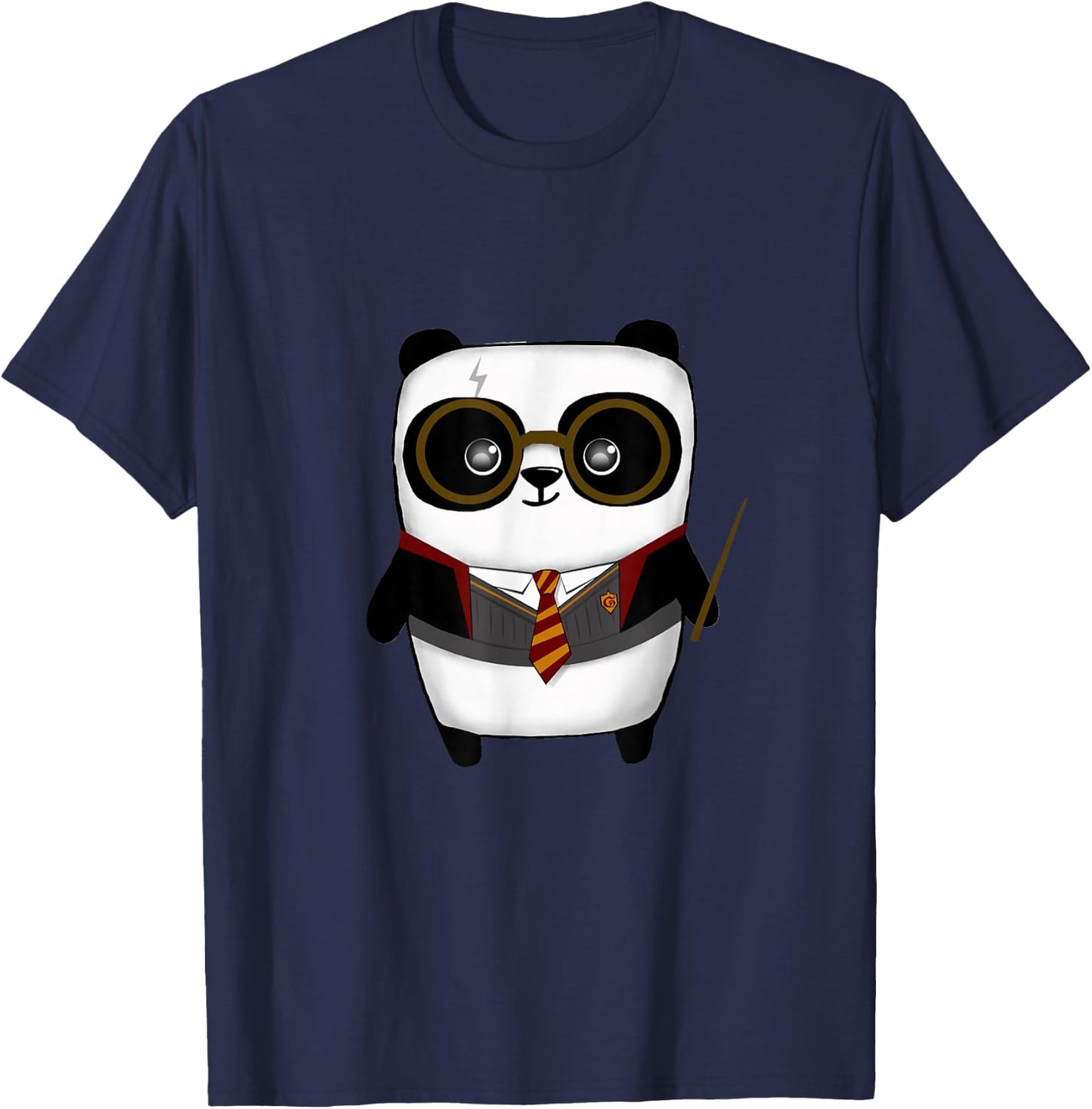 Panda Wizard Magic Wand School Boy Girl Funny T-Shirt - T-Shirt | Navy