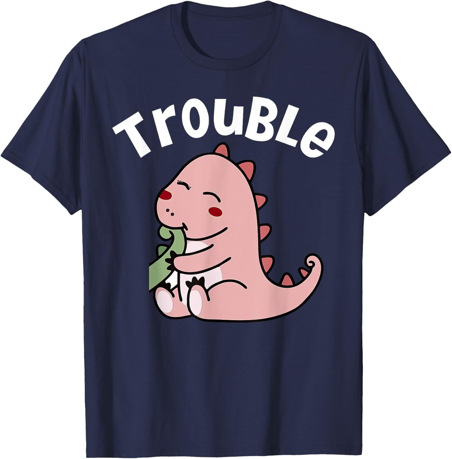 I'm Trouble Where I Go Trouble Follows Funny Dinosaur Couple T-Shirt - T-Shirt | Navy