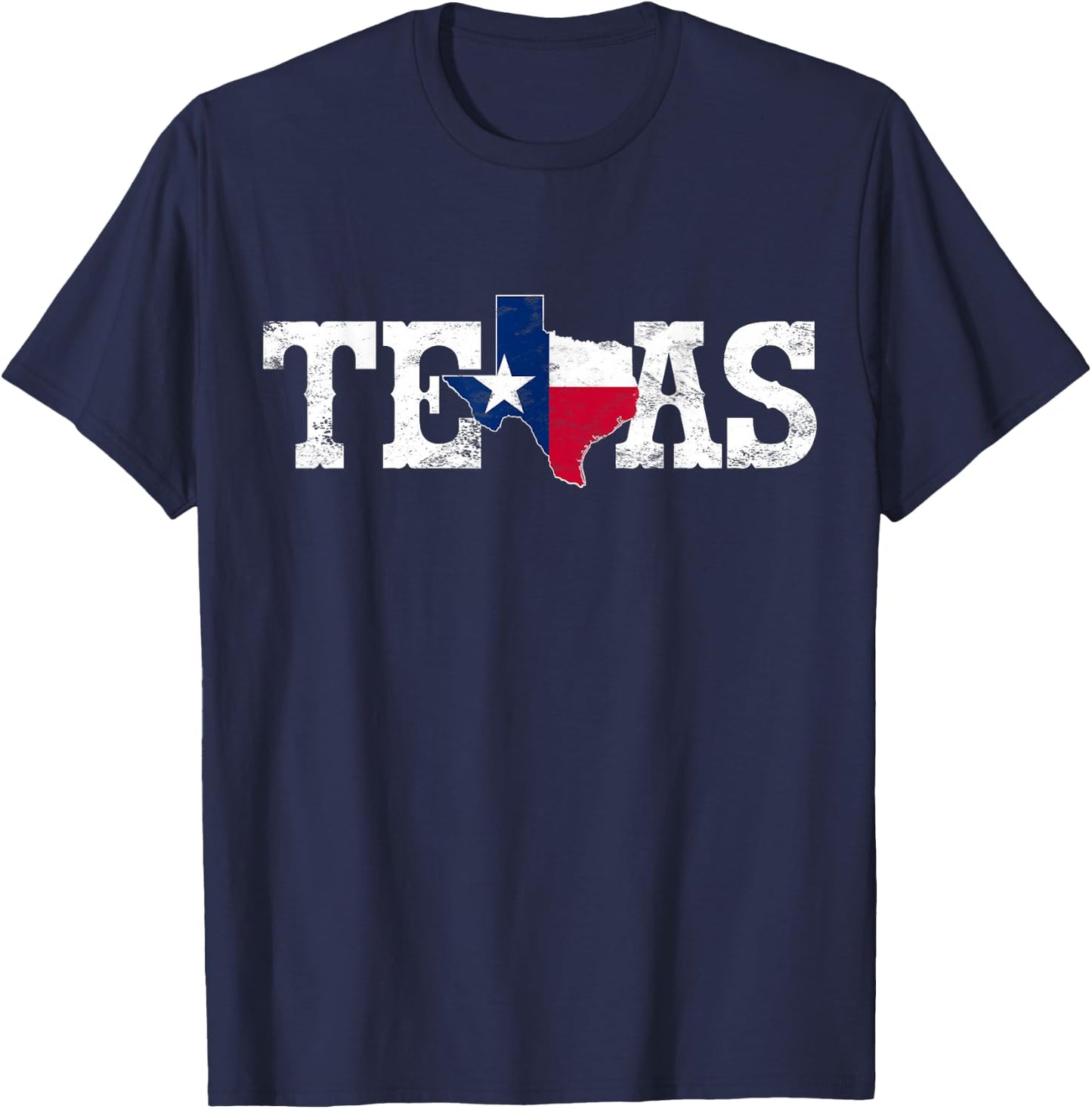 Texas Texas Shaped Flag Grunge Distressed Texas T-Shirt - T-Shirt | Navy