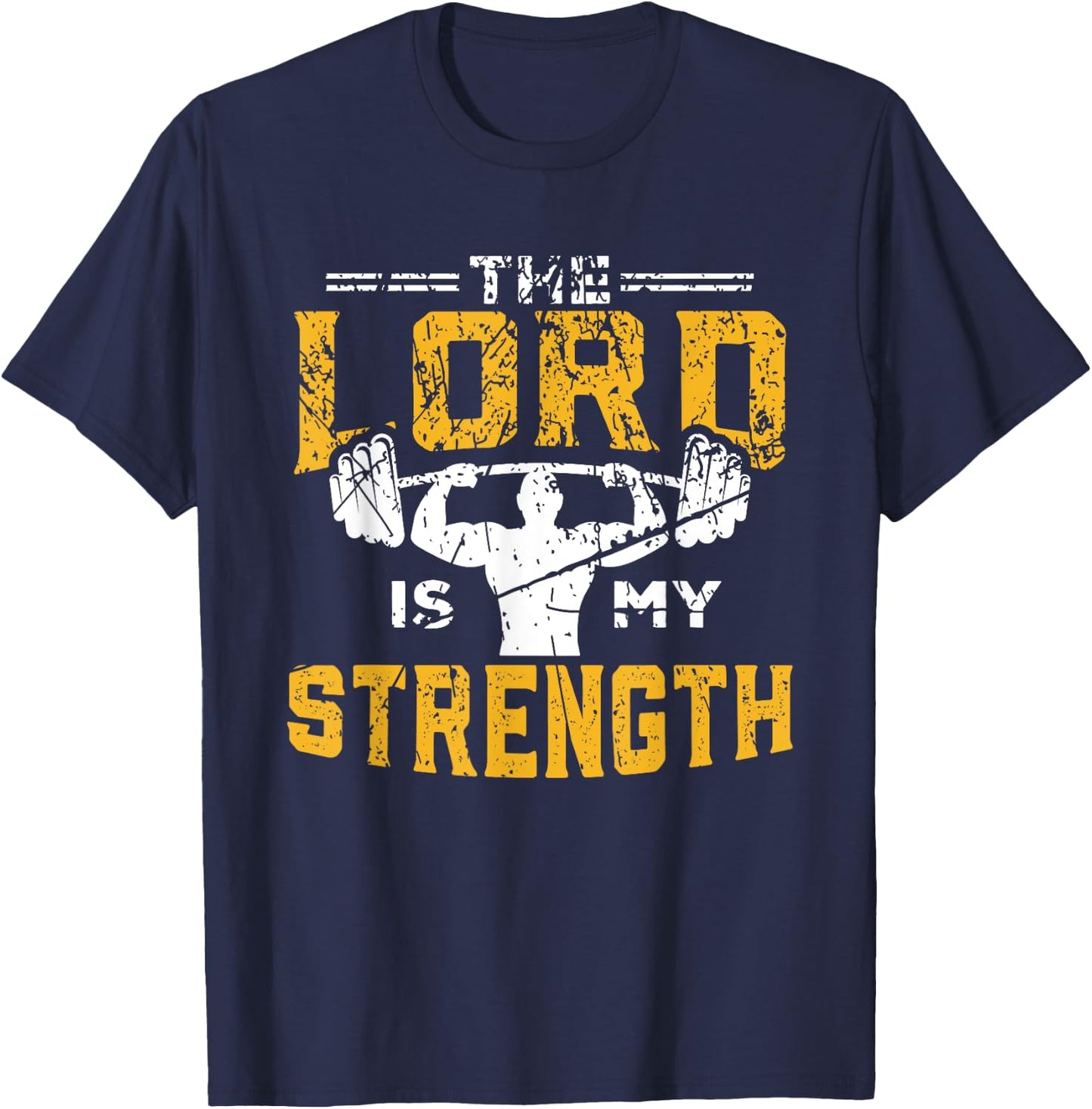 Jesus Workout The Lord is my Strength Christian Gym T-Shirt - T-Shirt | Navy