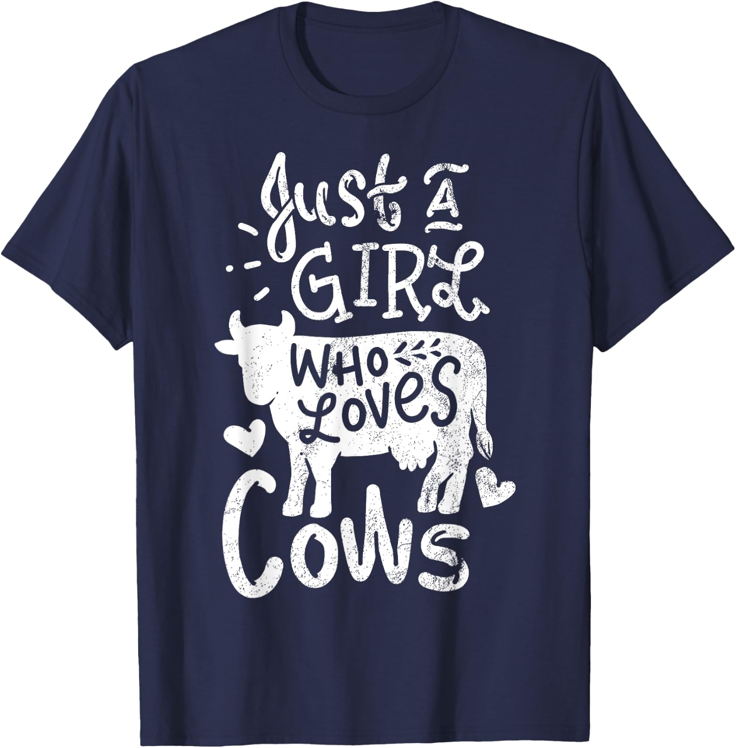 Just A Girl Who Loves Cows Cow Funny Gift T-Shirt - T-Shirt | Navy