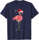 Christmas Flamingo In Martini Glass For Tropical Holiday Fun T-Shirt - T-Shirt | Navy