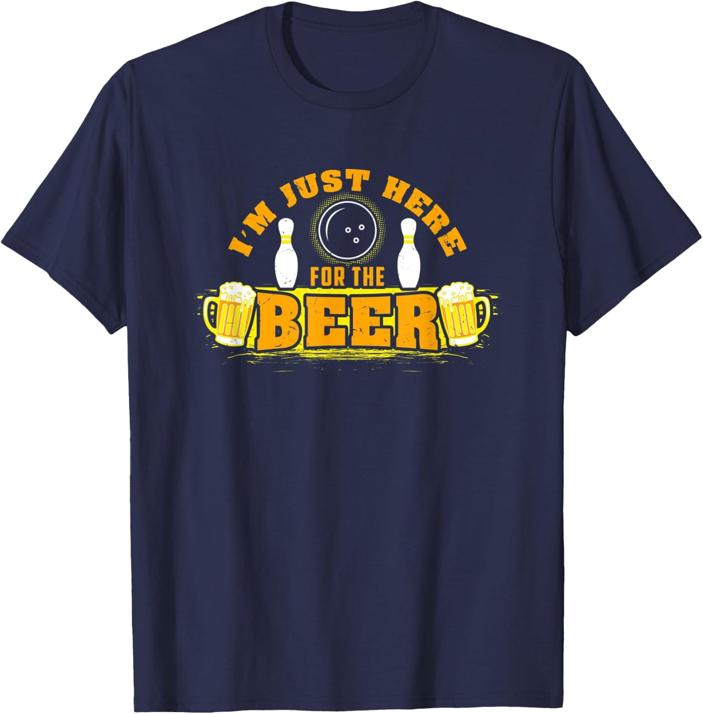 Bowling I'm Just Here For The Beer T-Shirt - T-Shirt | Navy