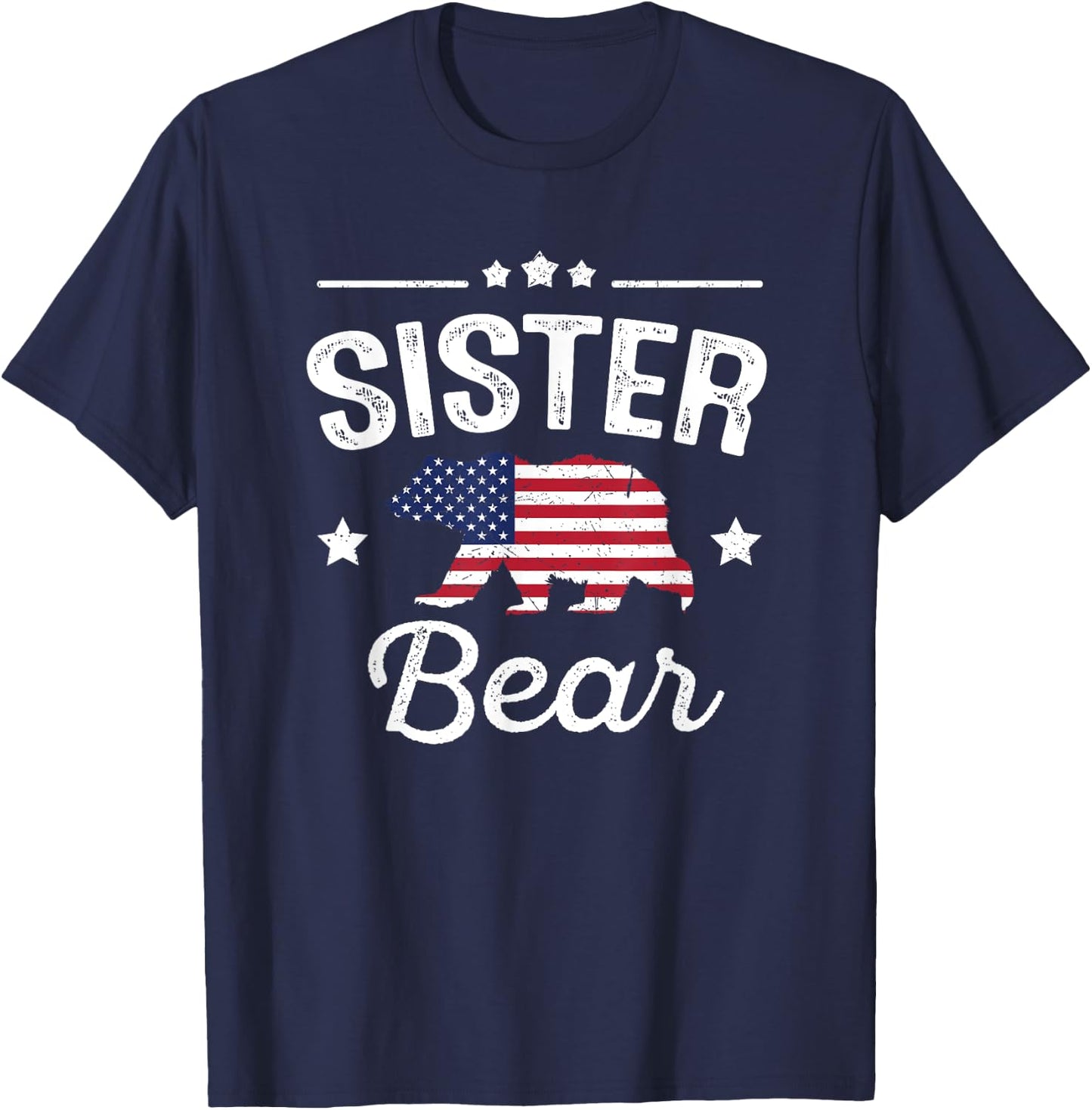 Sister Bear Patriotic Flag Matching 4th Of July T-Shirt - T-Shirt | Navy