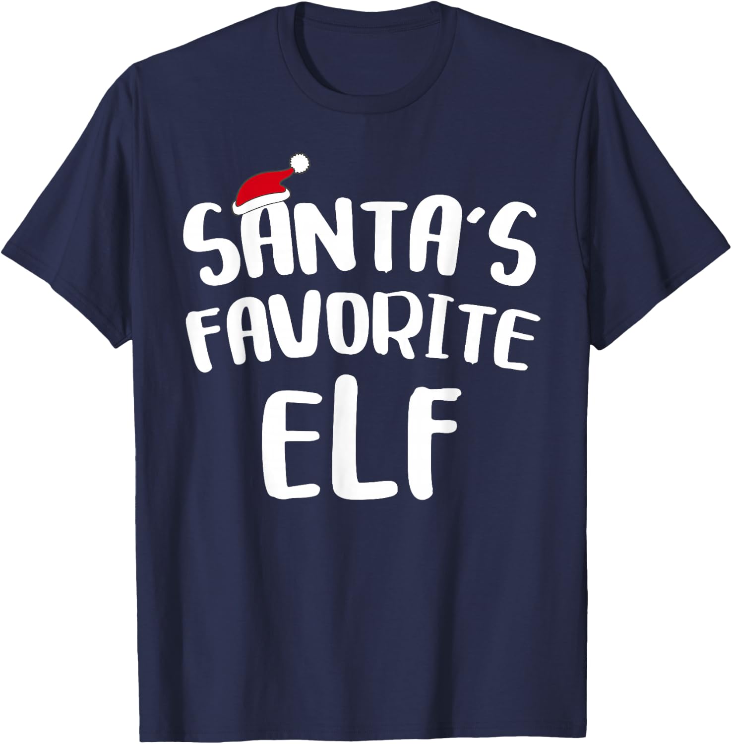 Santa's Favorite Elf Shirt Adult Kids Matching Christmas Elf T-Shirt - T-Shirt | Navy